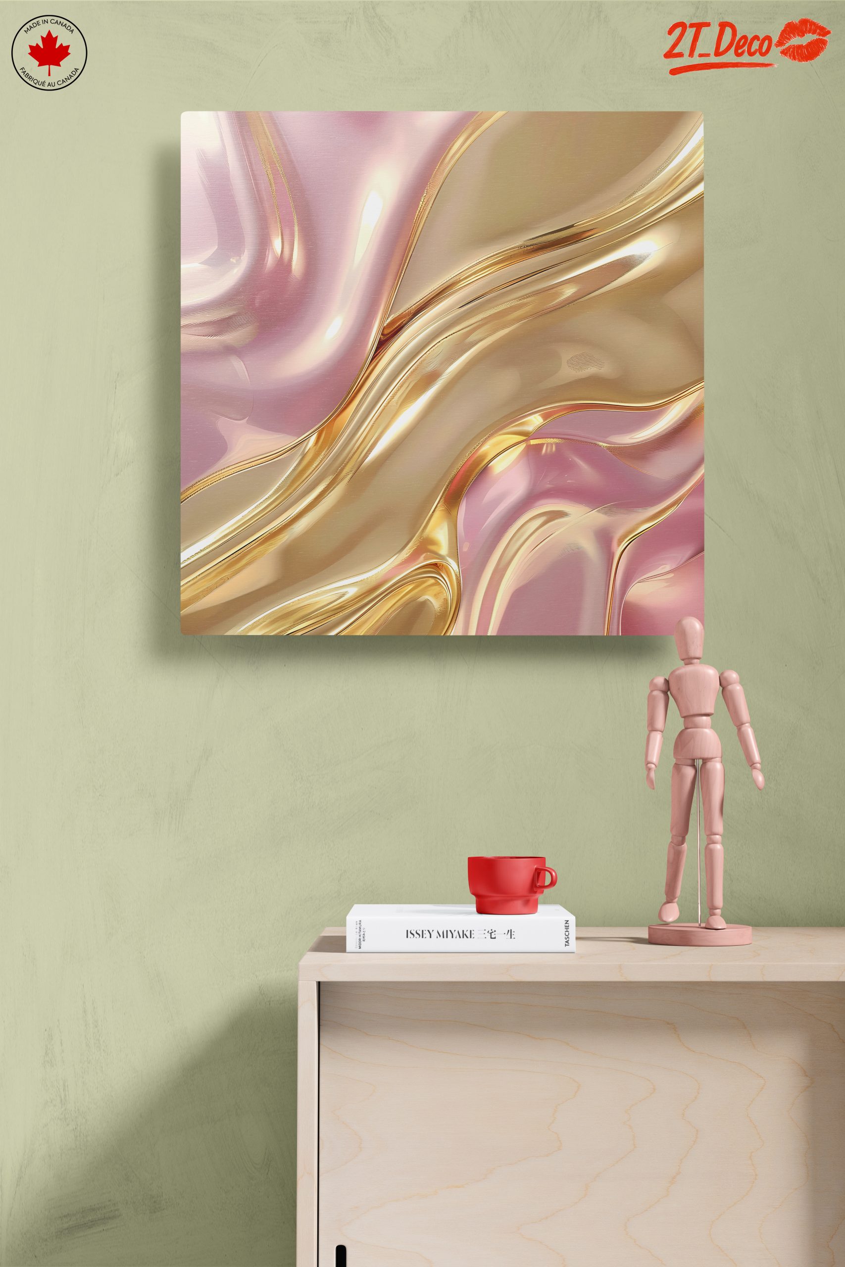 Elegant Abstract Waves in Gold and Pink - Image 14