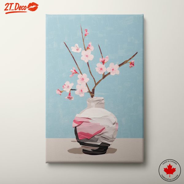 Stylized Floral Vase Art with Blossoms