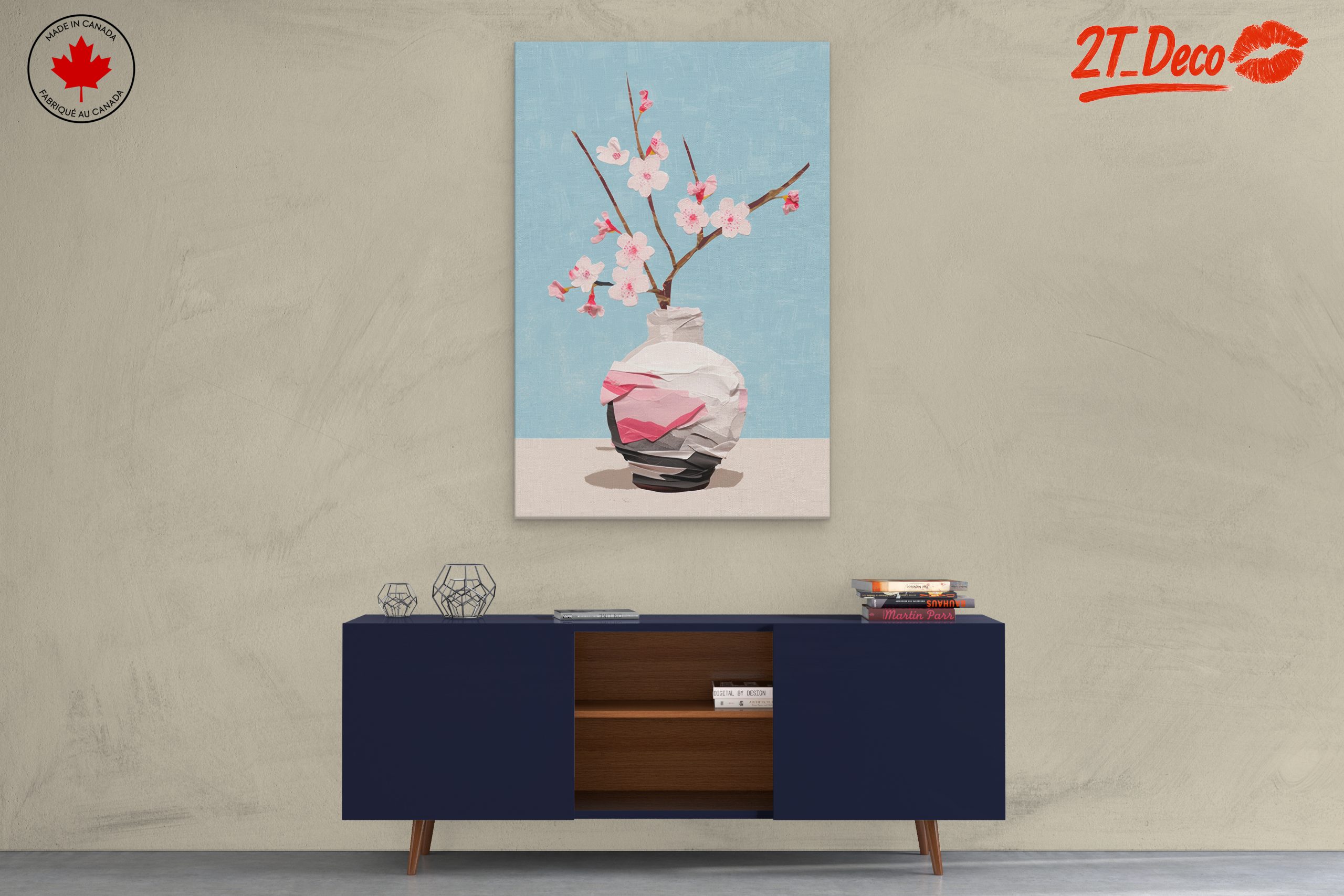 Stylized Floral Vase Art with Blossoms - Image 3