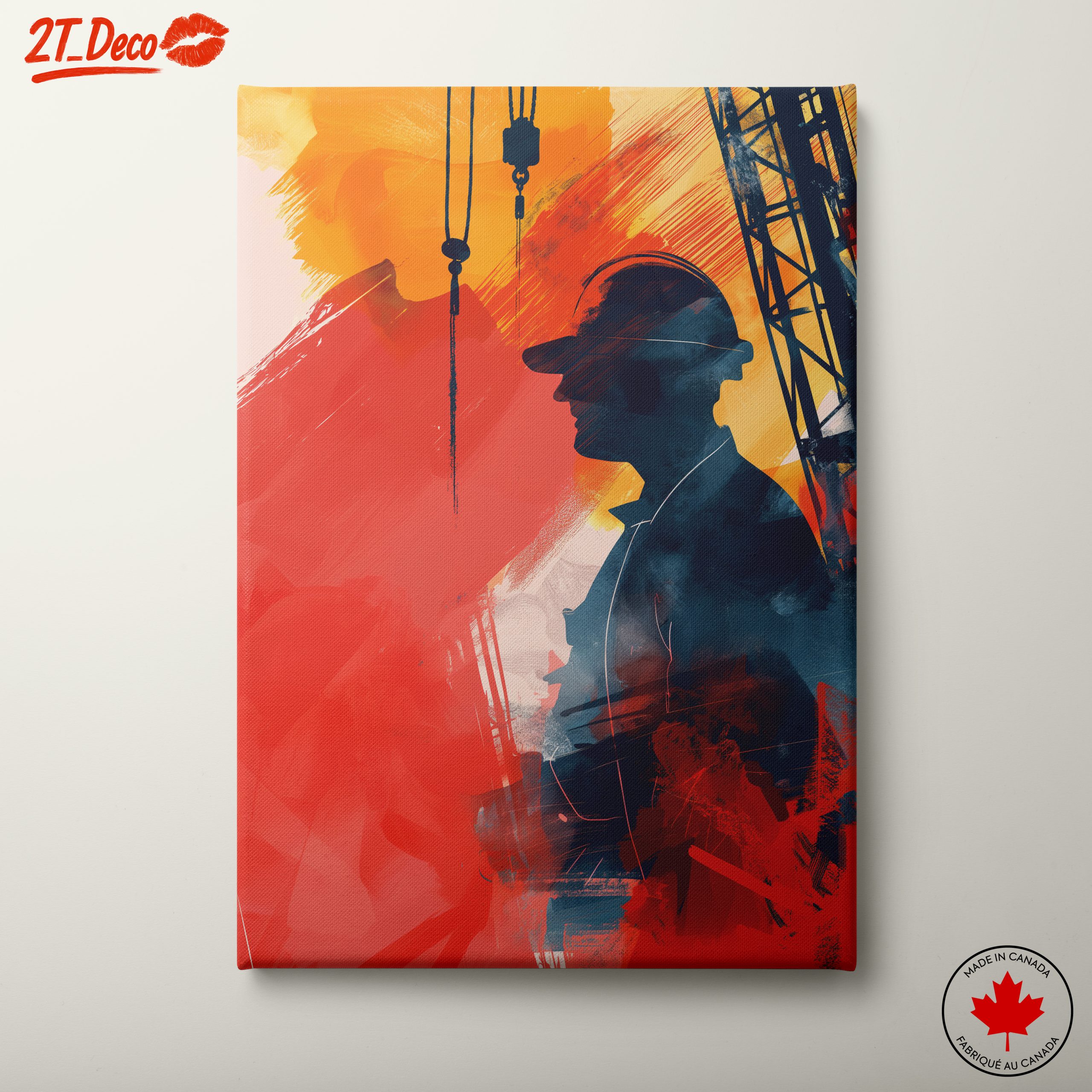 Vibrant Abstract Worker Silhouette Art