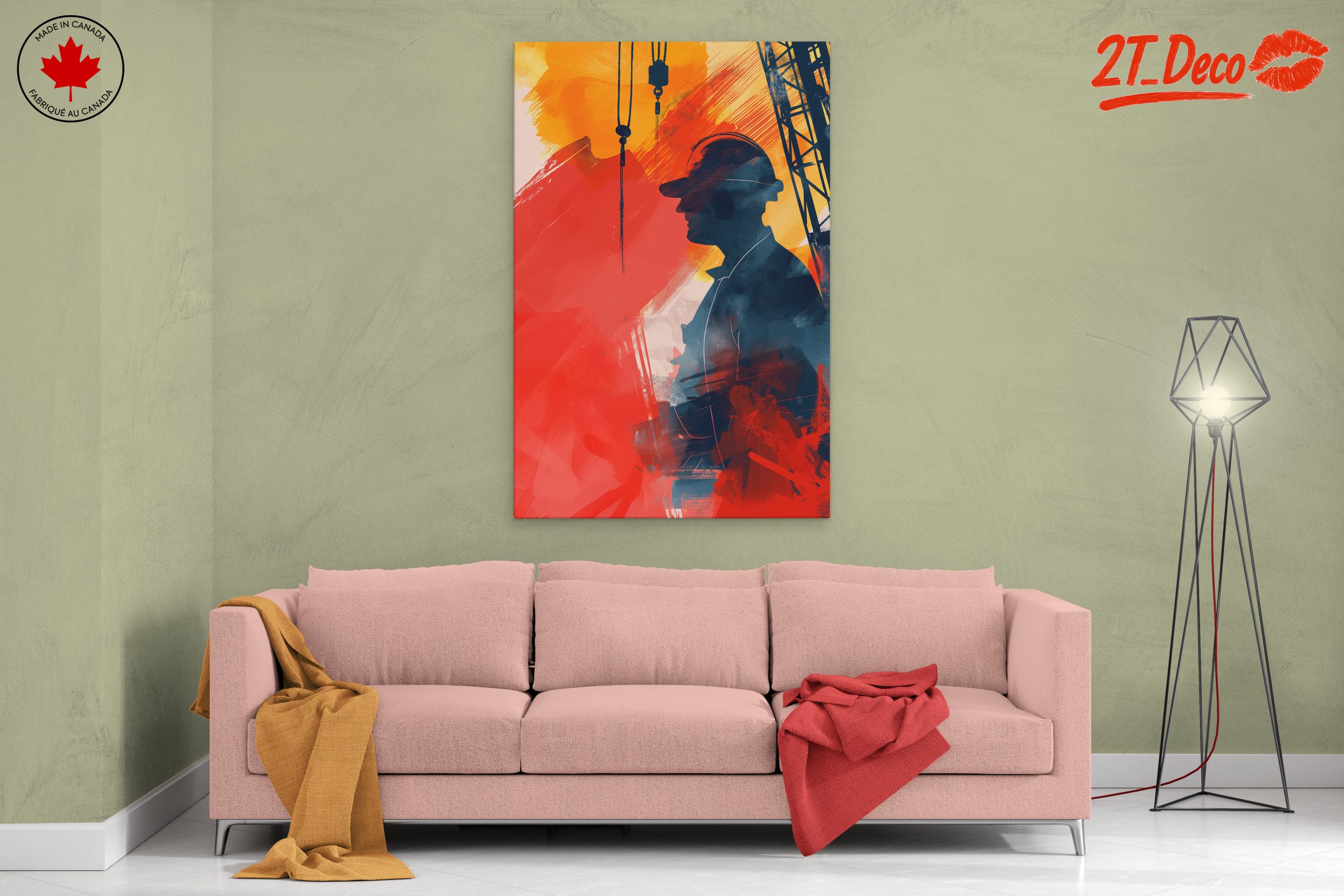 Vibrant Abstract Worker Silhouette Art - Image 2