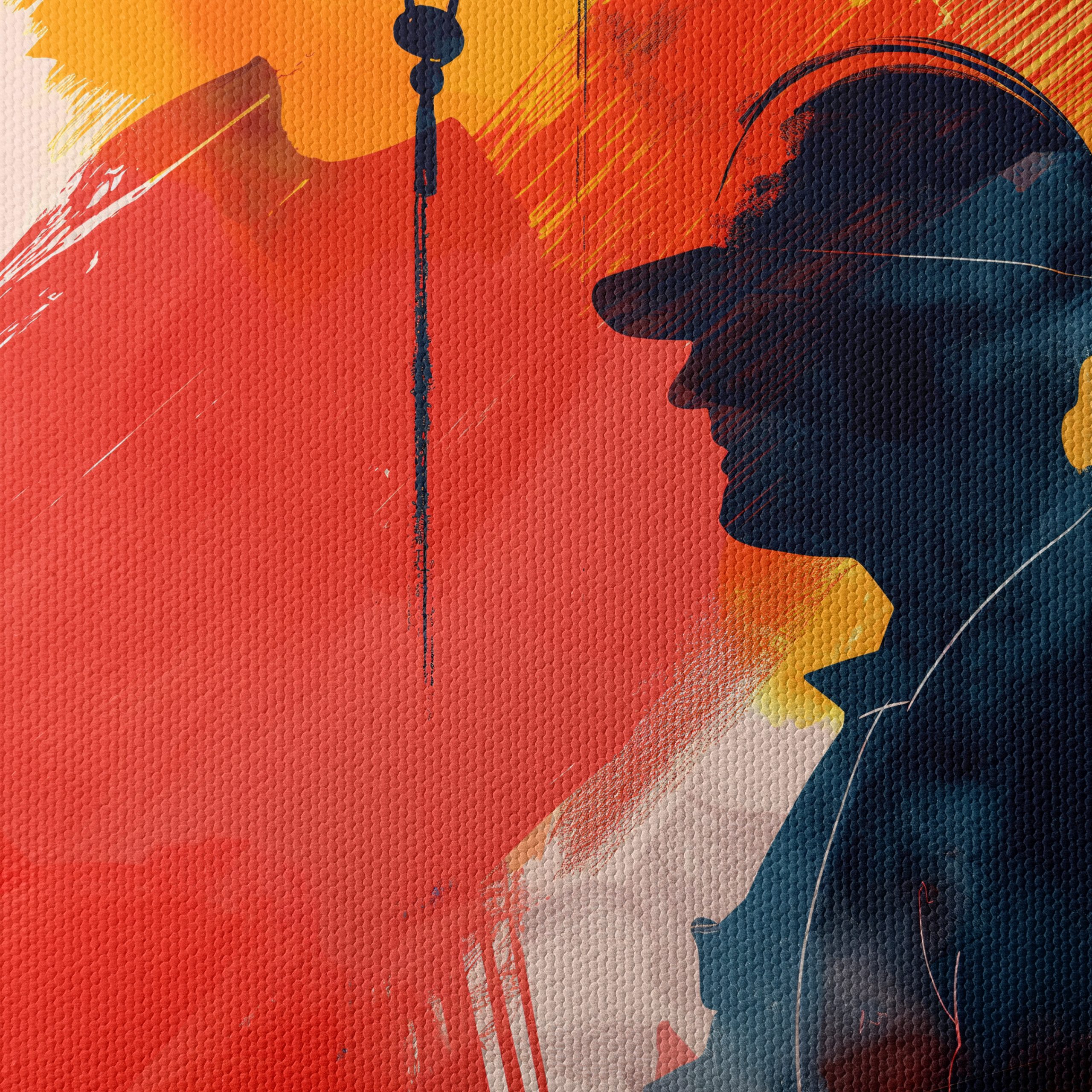 Vibrant Abstract Worker Silhouette Art - Image 4