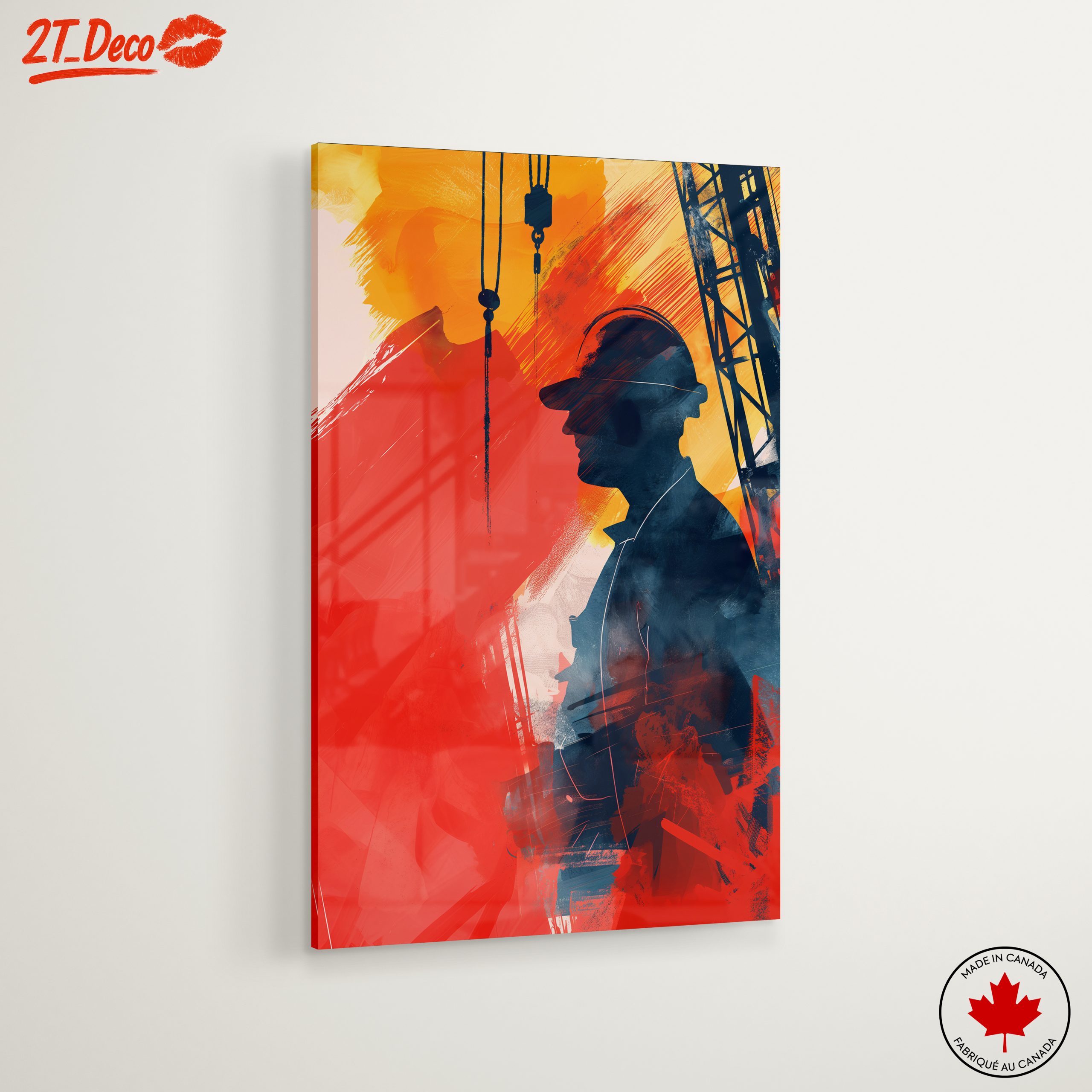 Vibrant Abstract Worker Silhouette Art - Image 6