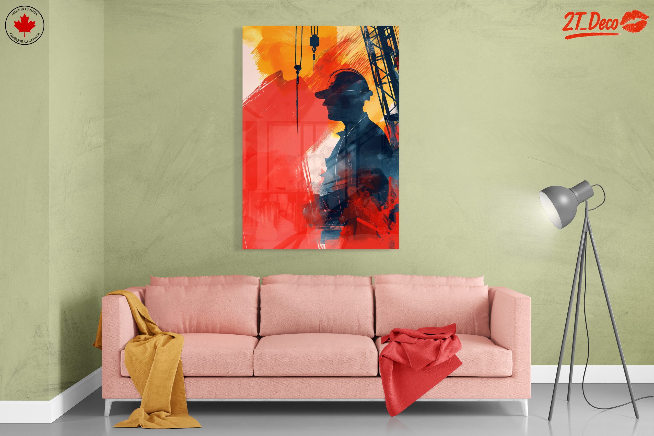 Vibrant Abstract Worker Silhouette Art - Image 7