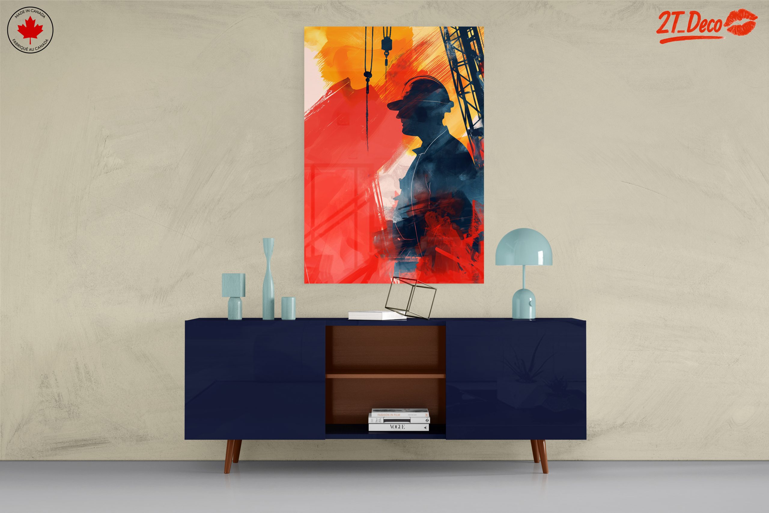 Vibrant Abstract Worker Silhouette Art - Image 8