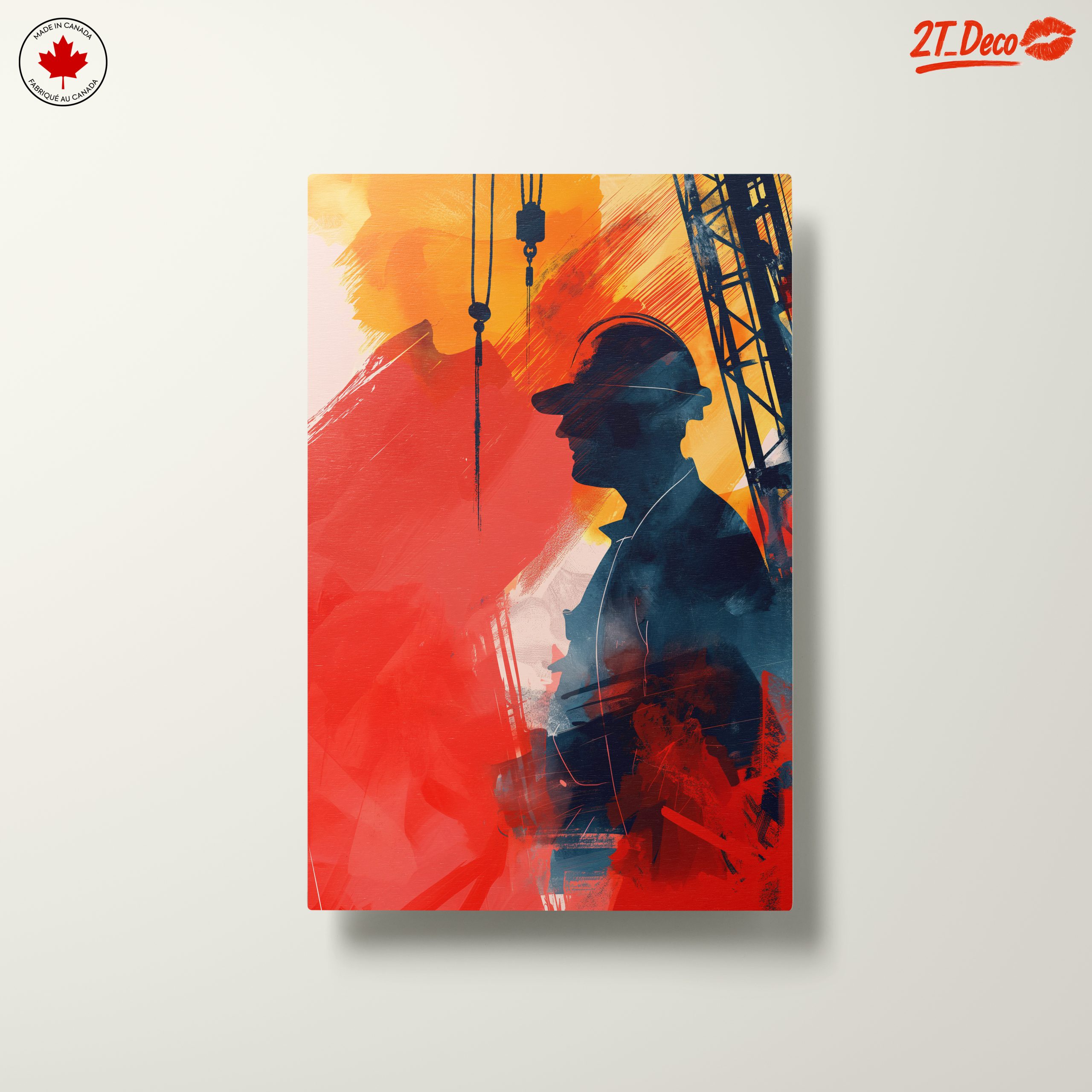 Vibrant Abstract Worker Silhouette Art - Image 10