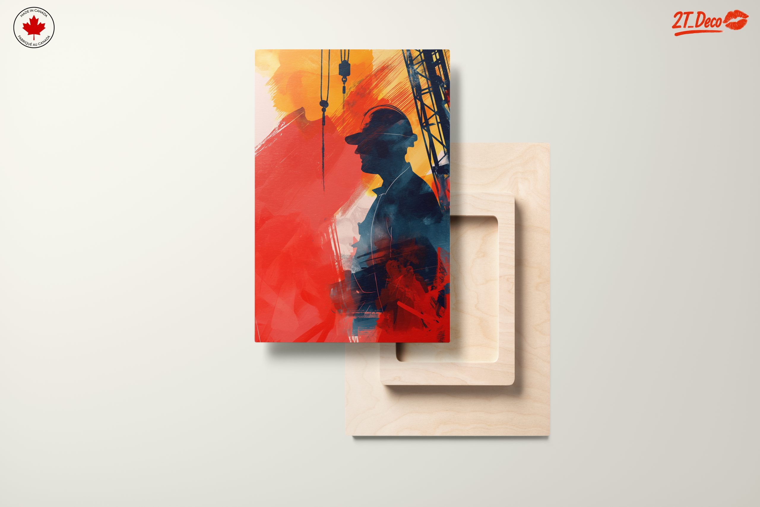 Vibrant Abstract Worker Silhouette Art - Image 11