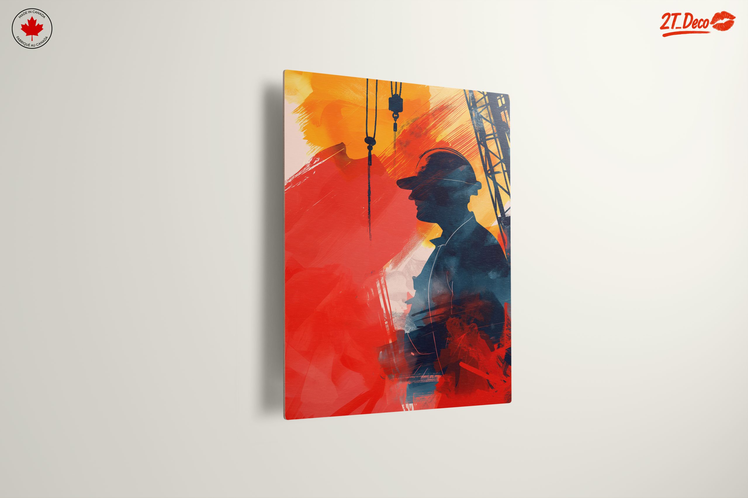 Vibrant Abstract Worker Silhouette Art - Image 13