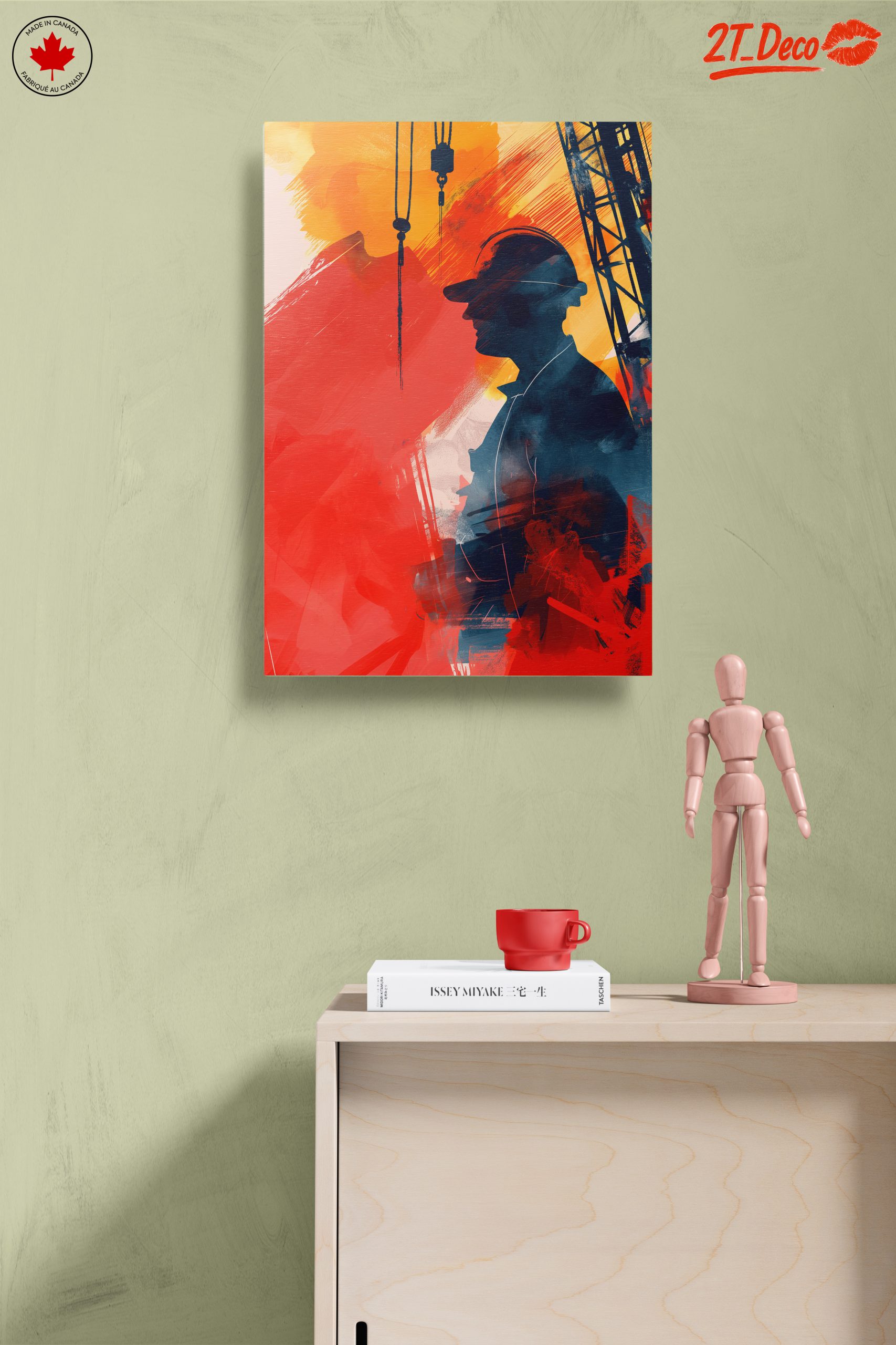 Vibrant Abstract Worker Silhouette Art - Image 14