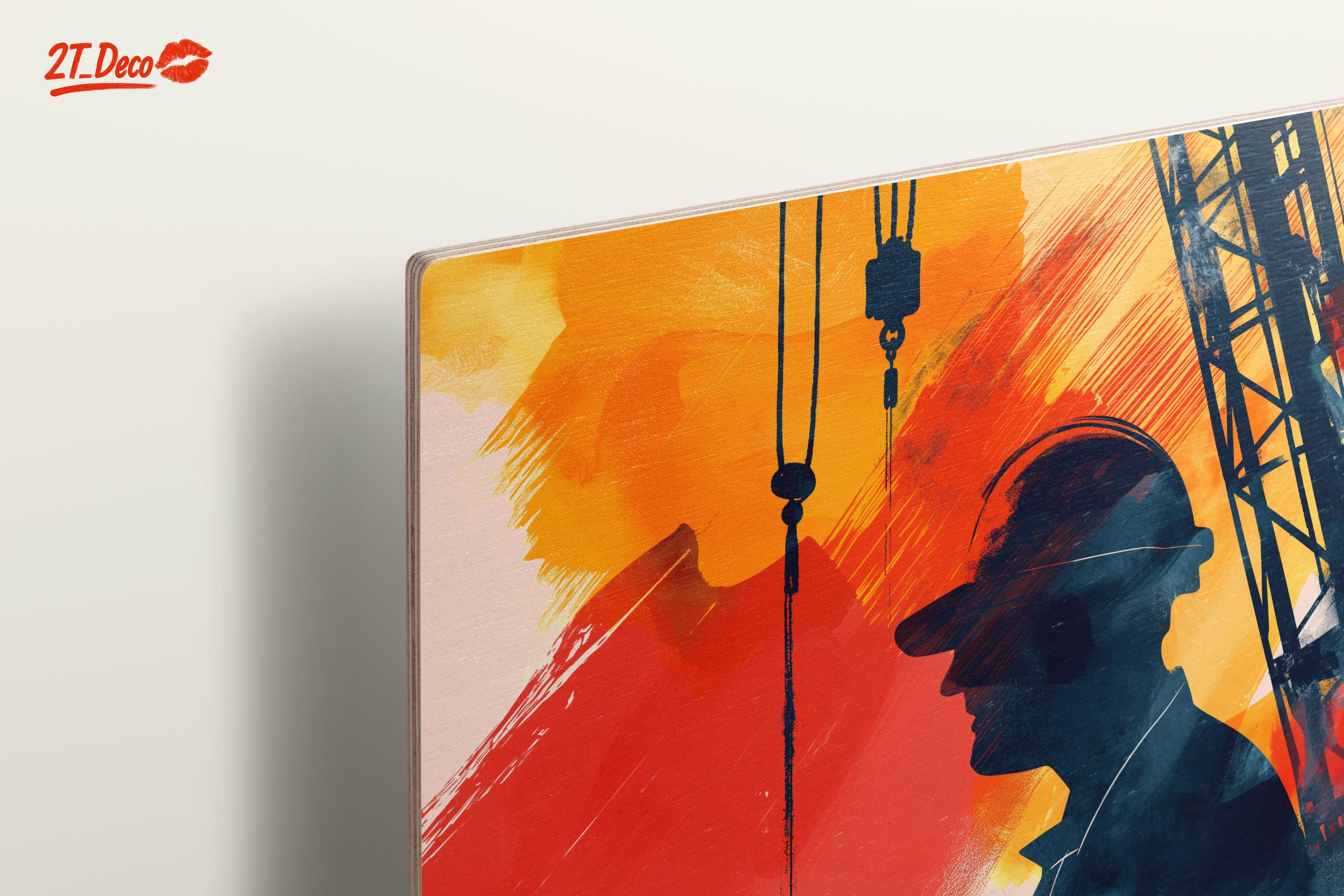 Vibrant Abstract Worker Silhouette Art - Image 15