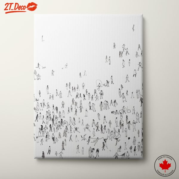 Crowd of People in Contemporary Line Art