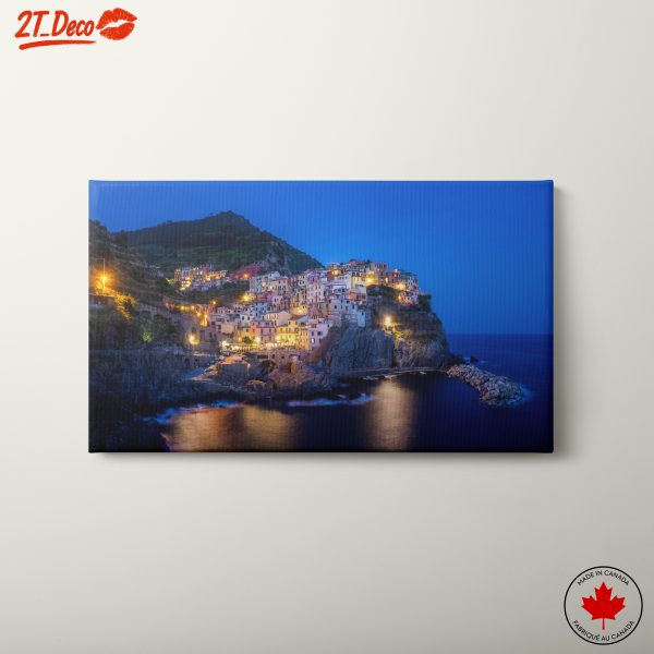 Charming Coastal City at Dusk