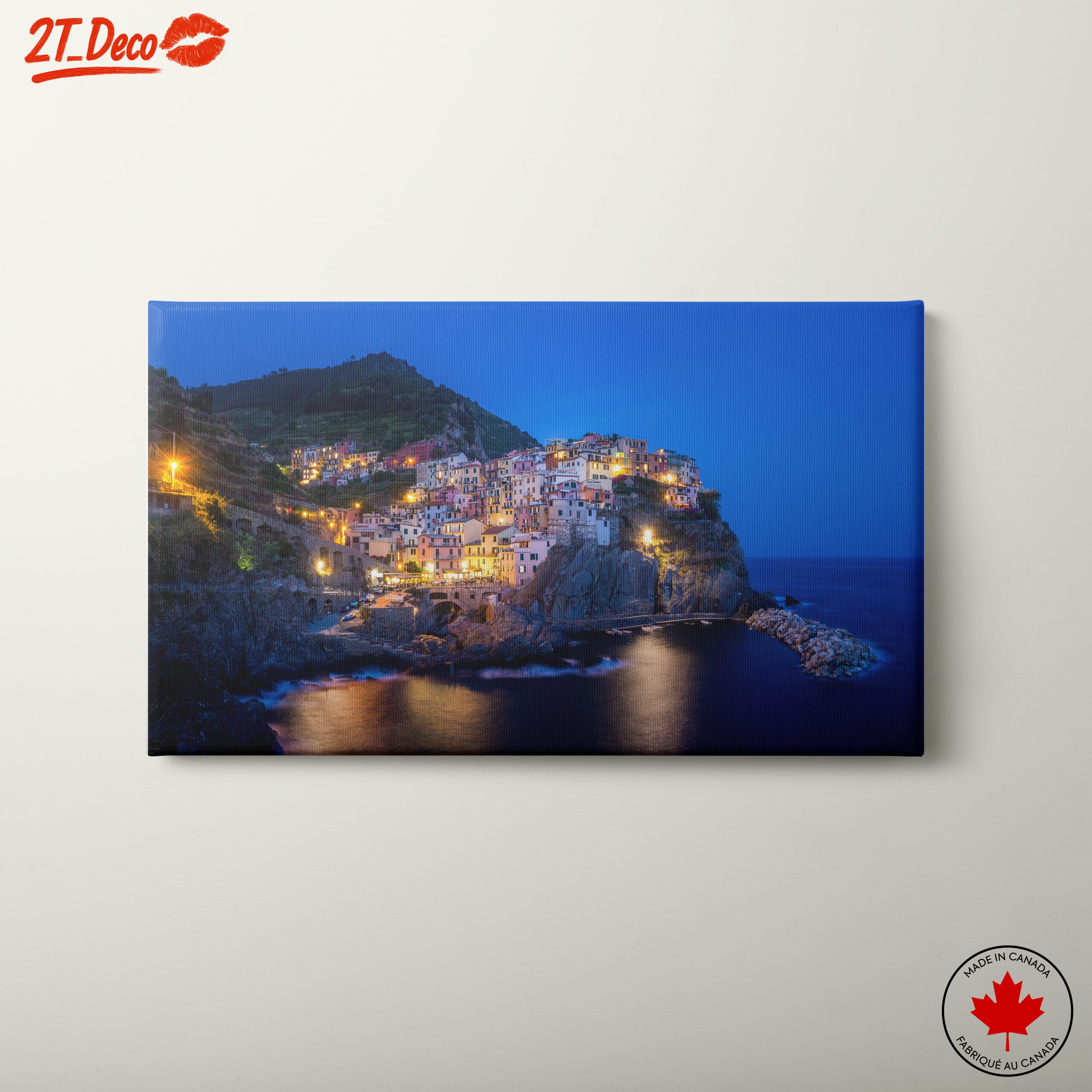 Charming Coastal City at Dusk