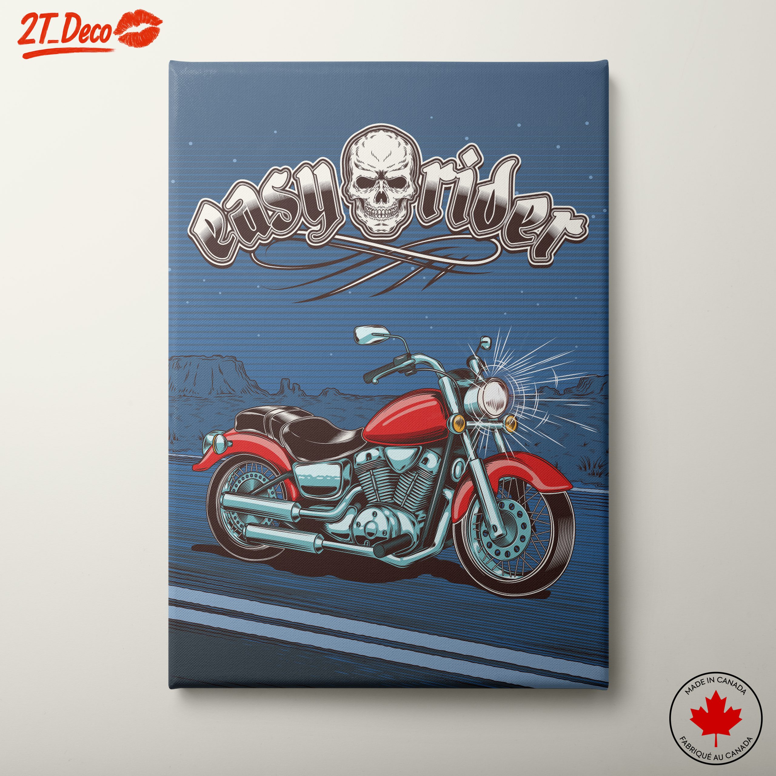 Vintage Motorcycle Art with Skull Design