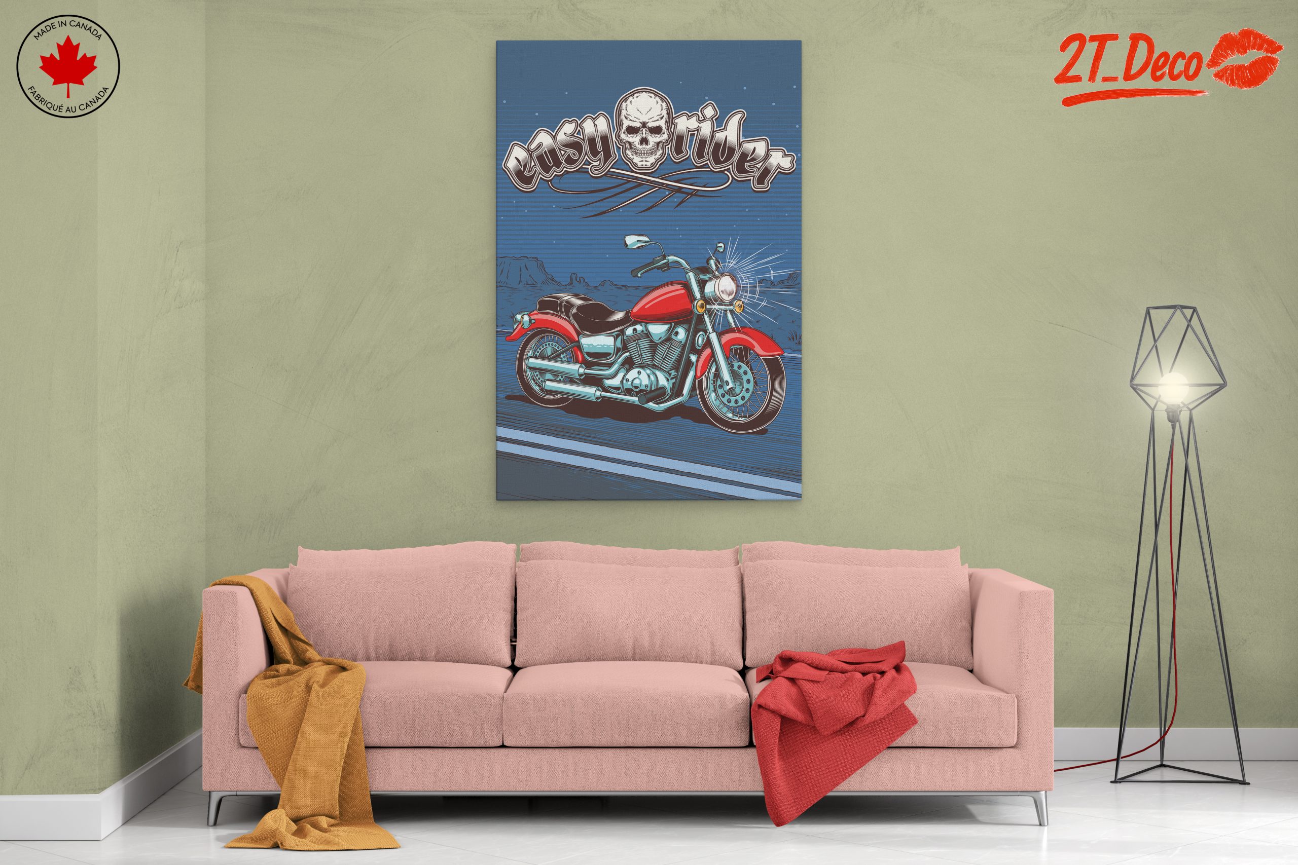 Vintage Motorcycle Art with Skull Design - Image 2