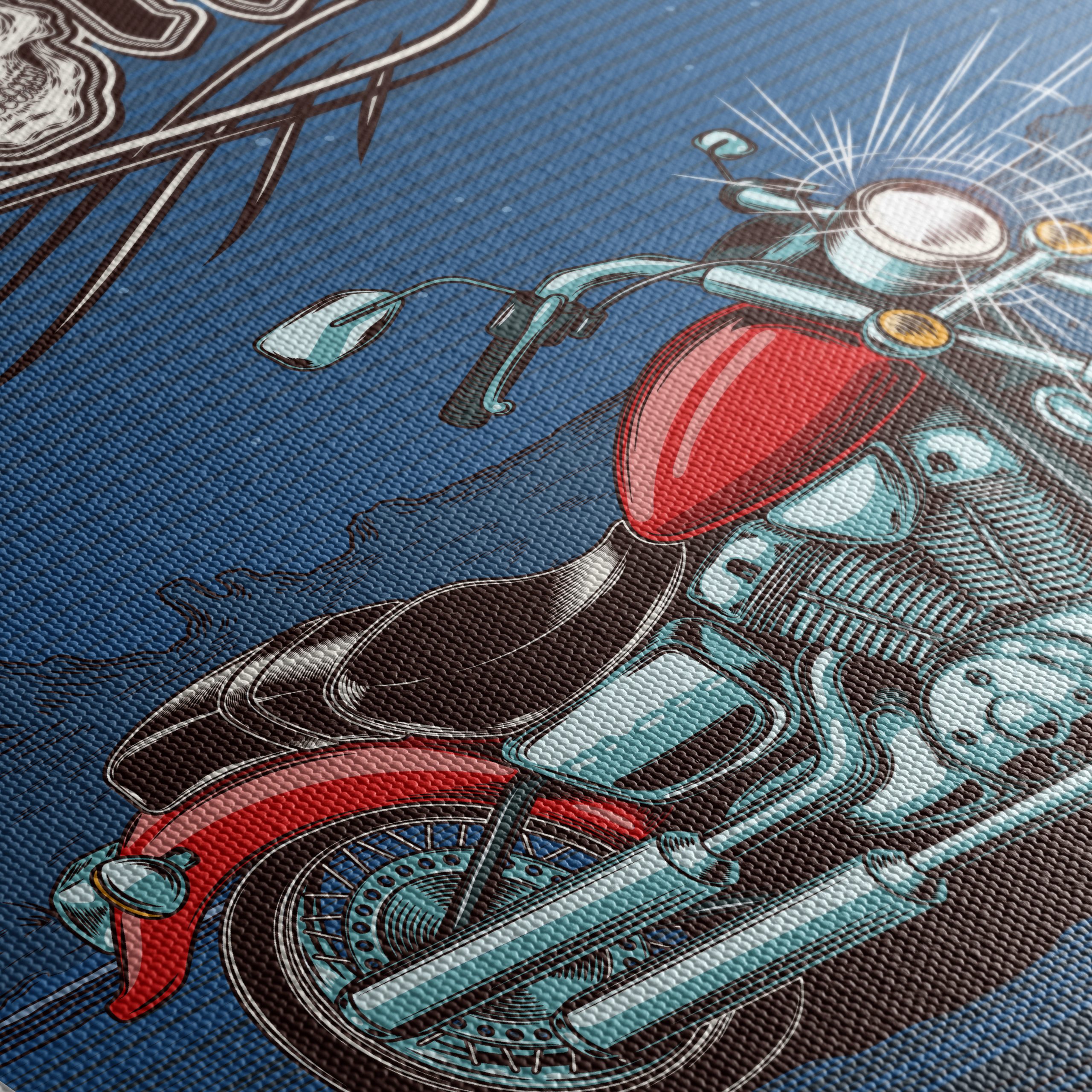 Vintage Motorcycle Art with Skull Design - Image 5
