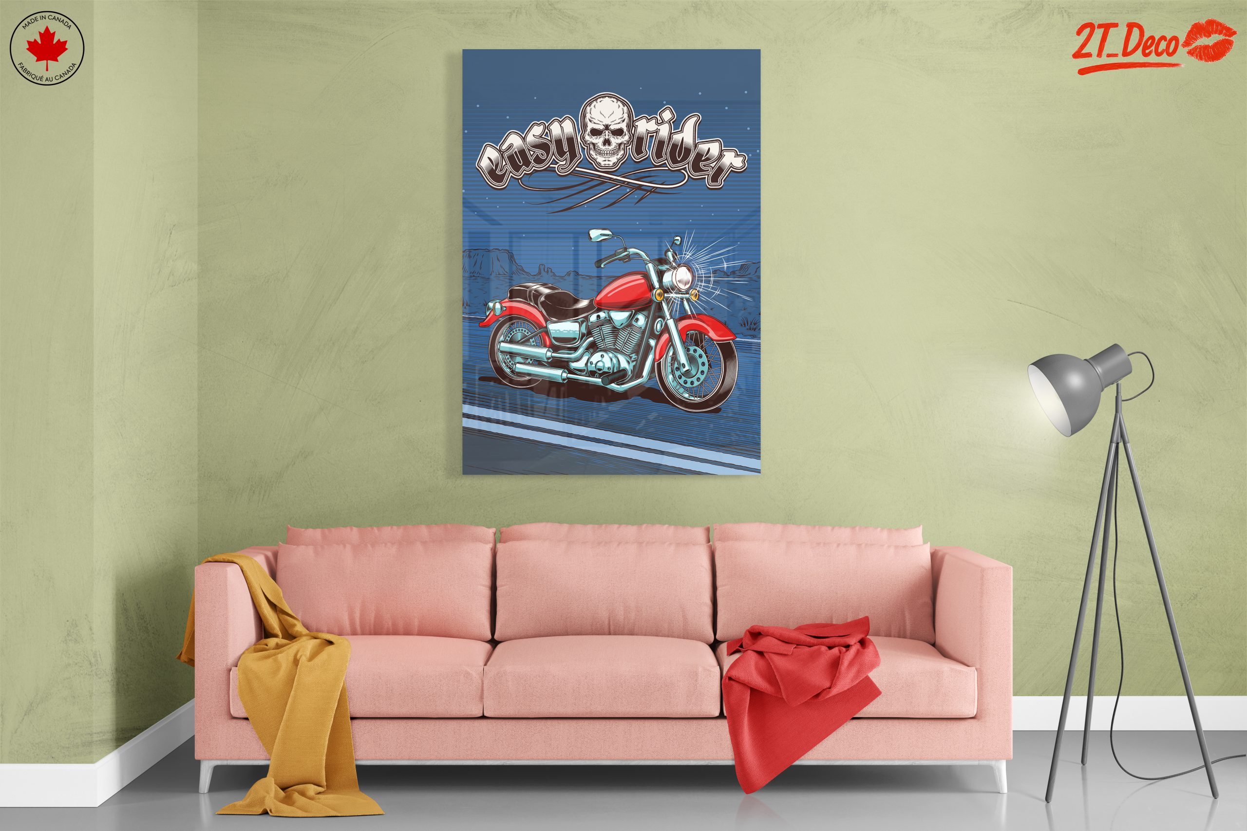Vintage Motorcycle Art with Skull Design - Image 7