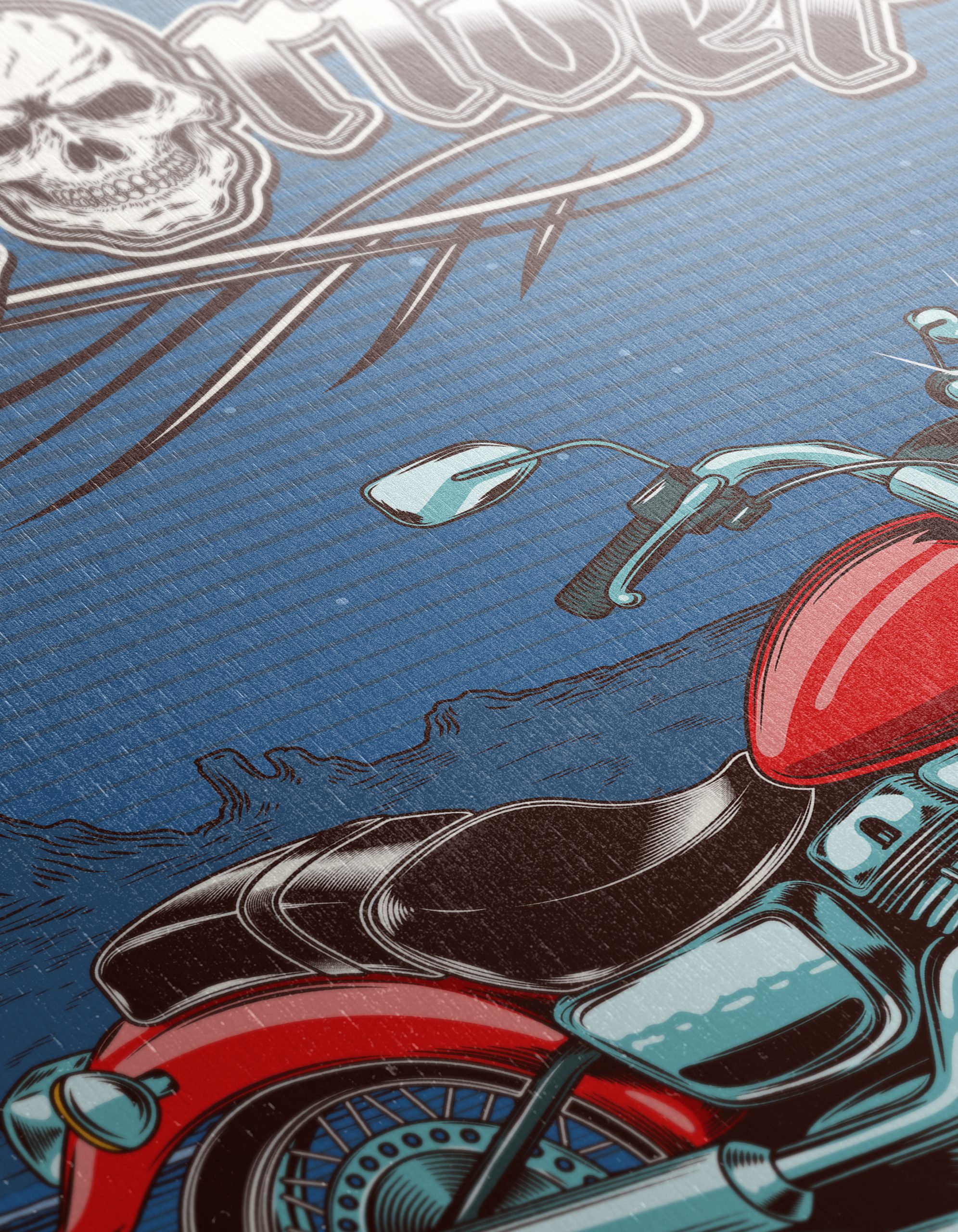 Vintage Motorcycle Art with Skull Design - Image 12