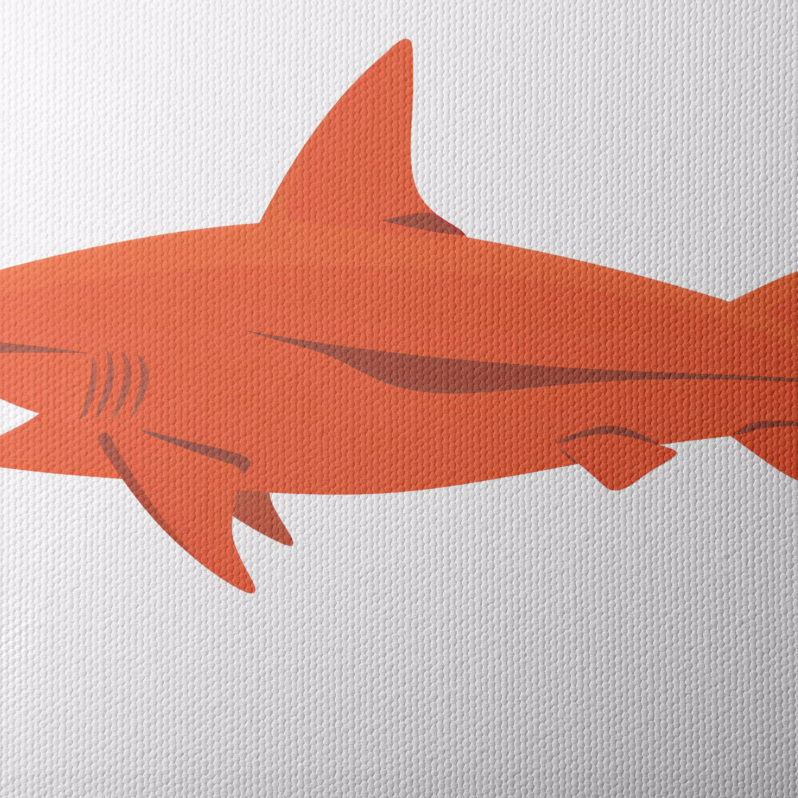 Stylized Orange Shark Marine Life Art - Image 4