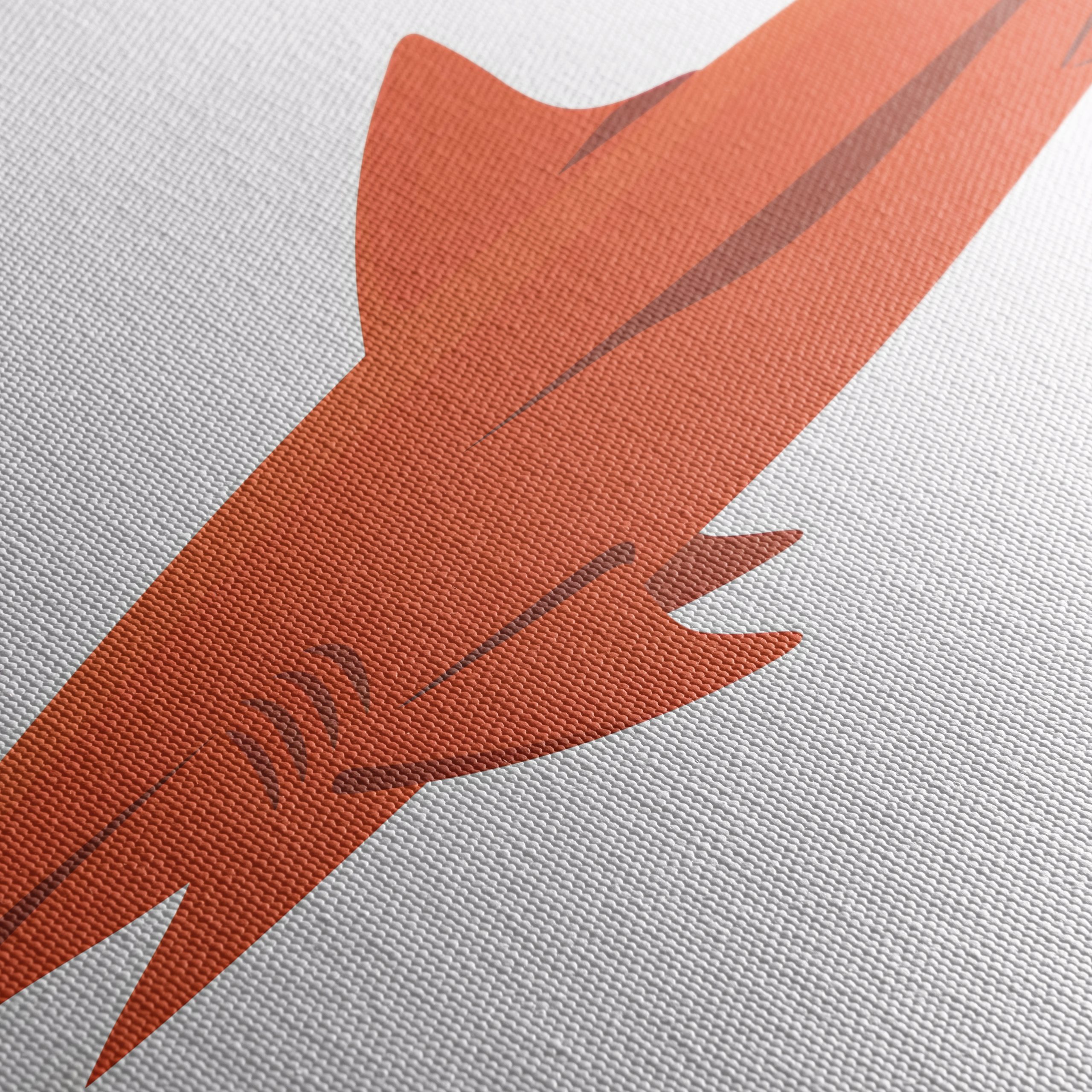 Stylized Orange Shark Marine Life Art - Image 5