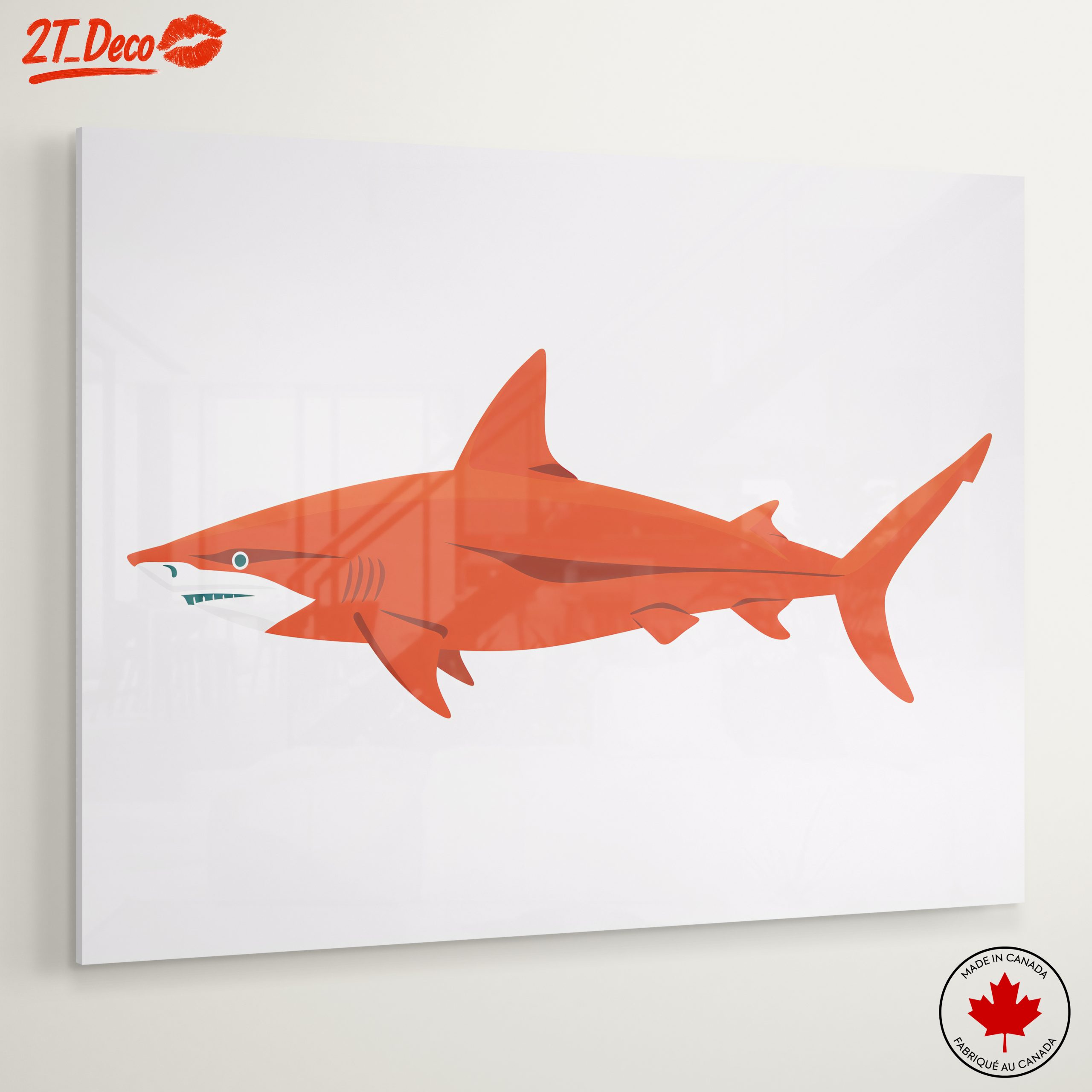 Stylized Orange Shark Marine Life Art - Image 6