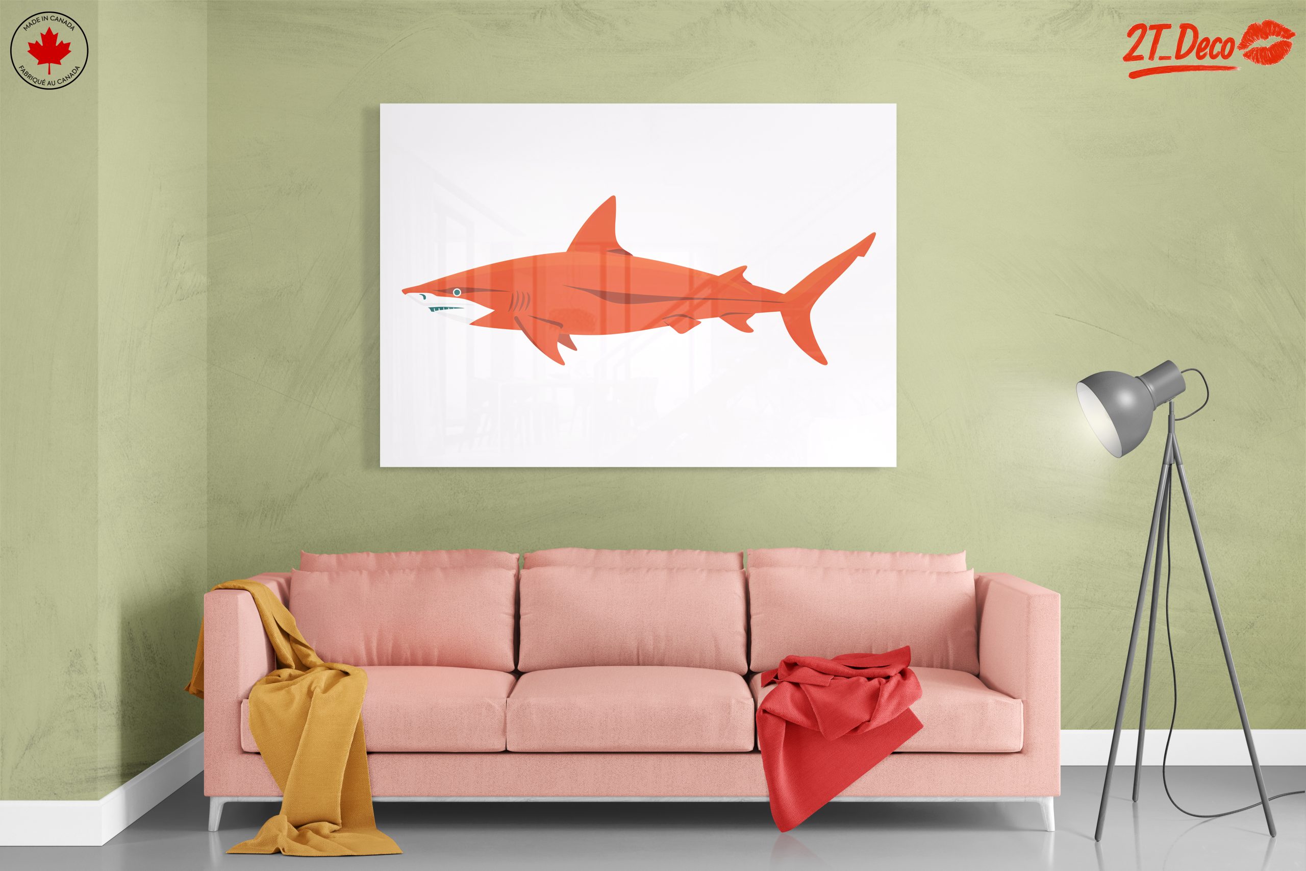 Stylized Orange Shark Marine Life Art - Image 7
