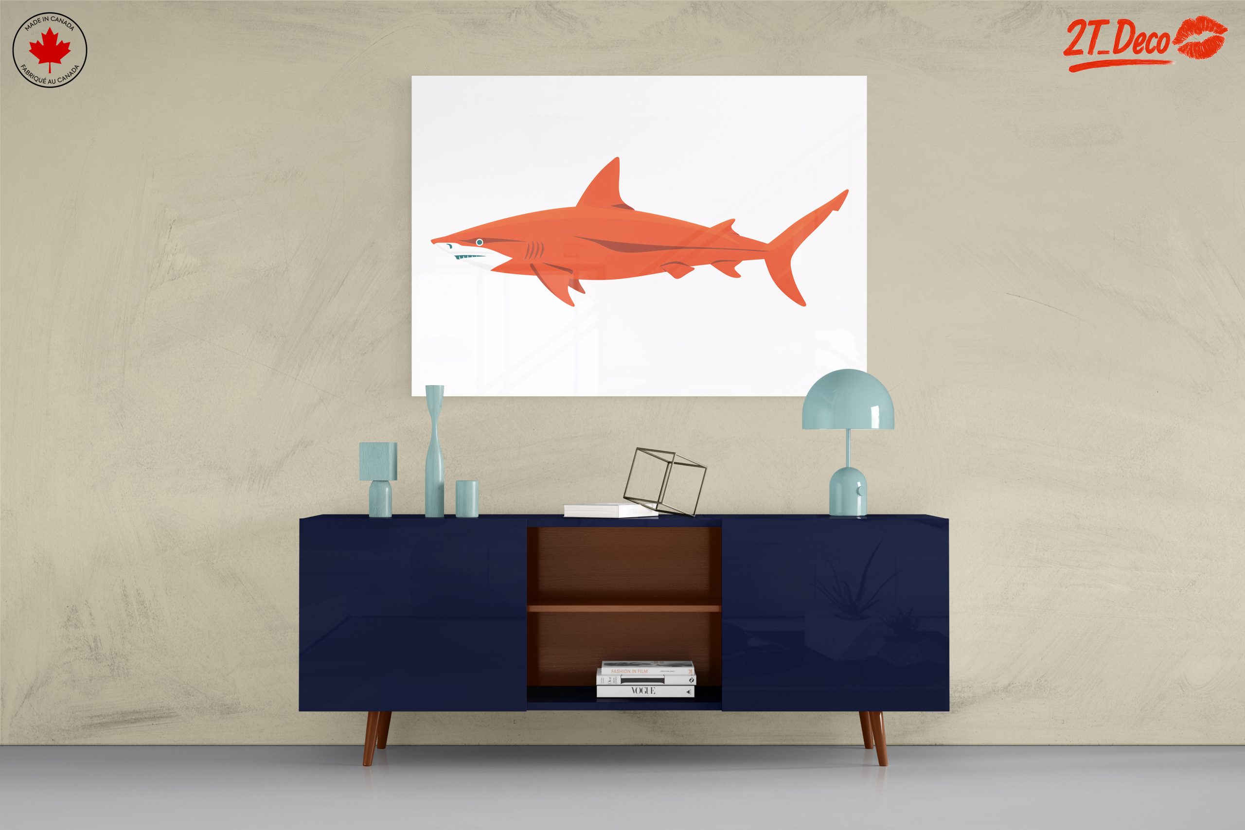 Stylized Orange Shark Marine Life Art - Image 8