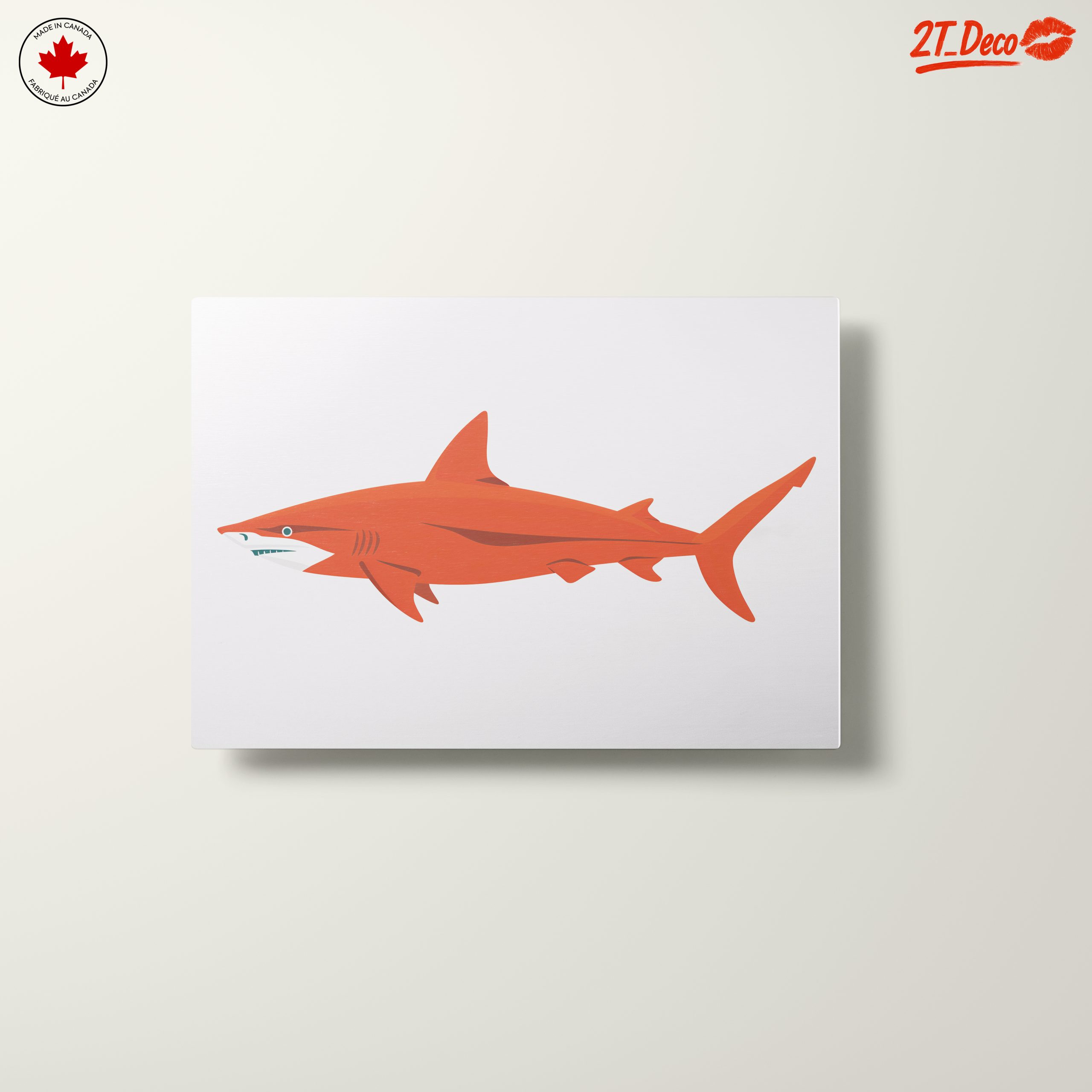 Stylized Orange Shark Marine Life Art - Image 10