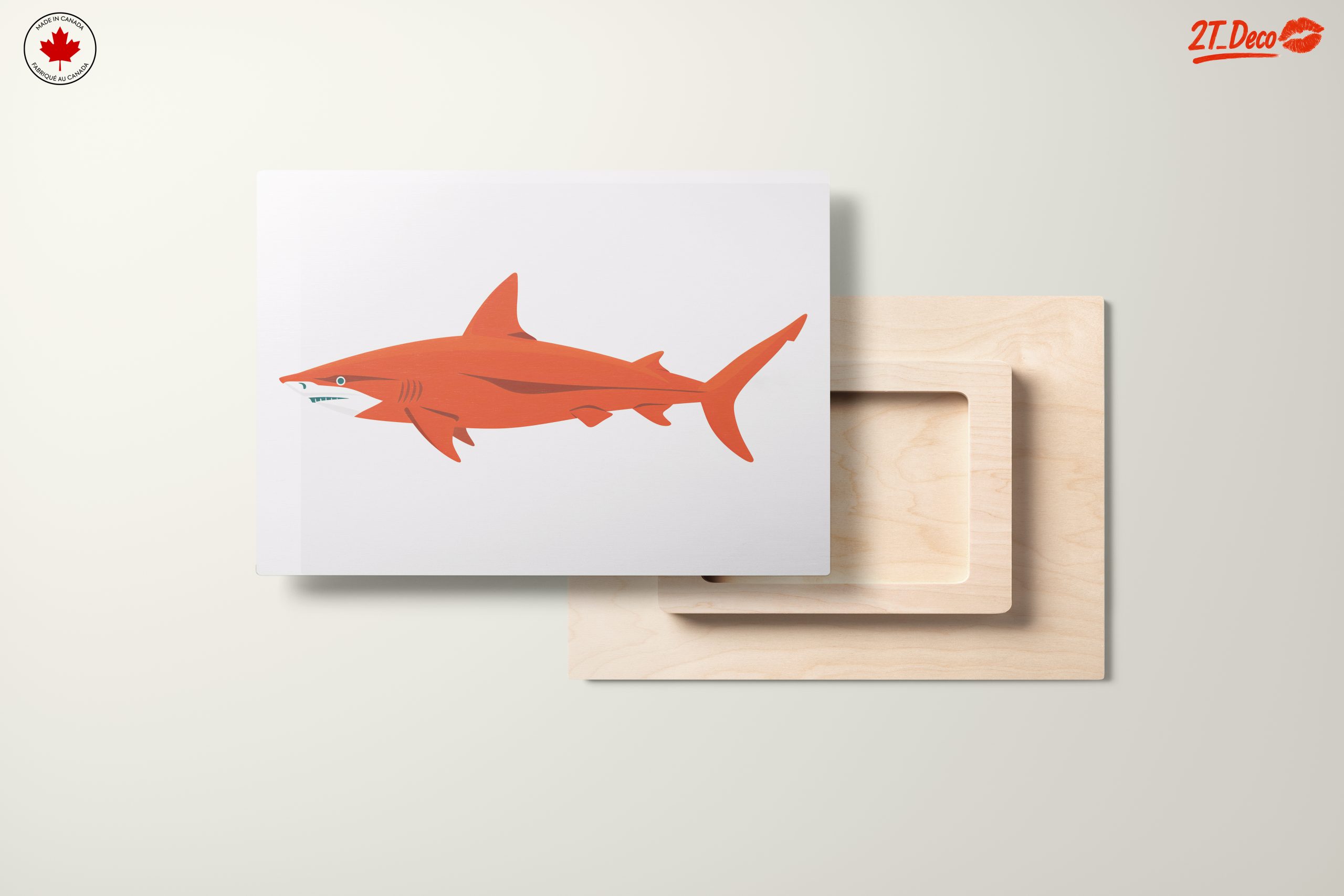 Stylized Orange Shark Marine Life Art - Image 11
