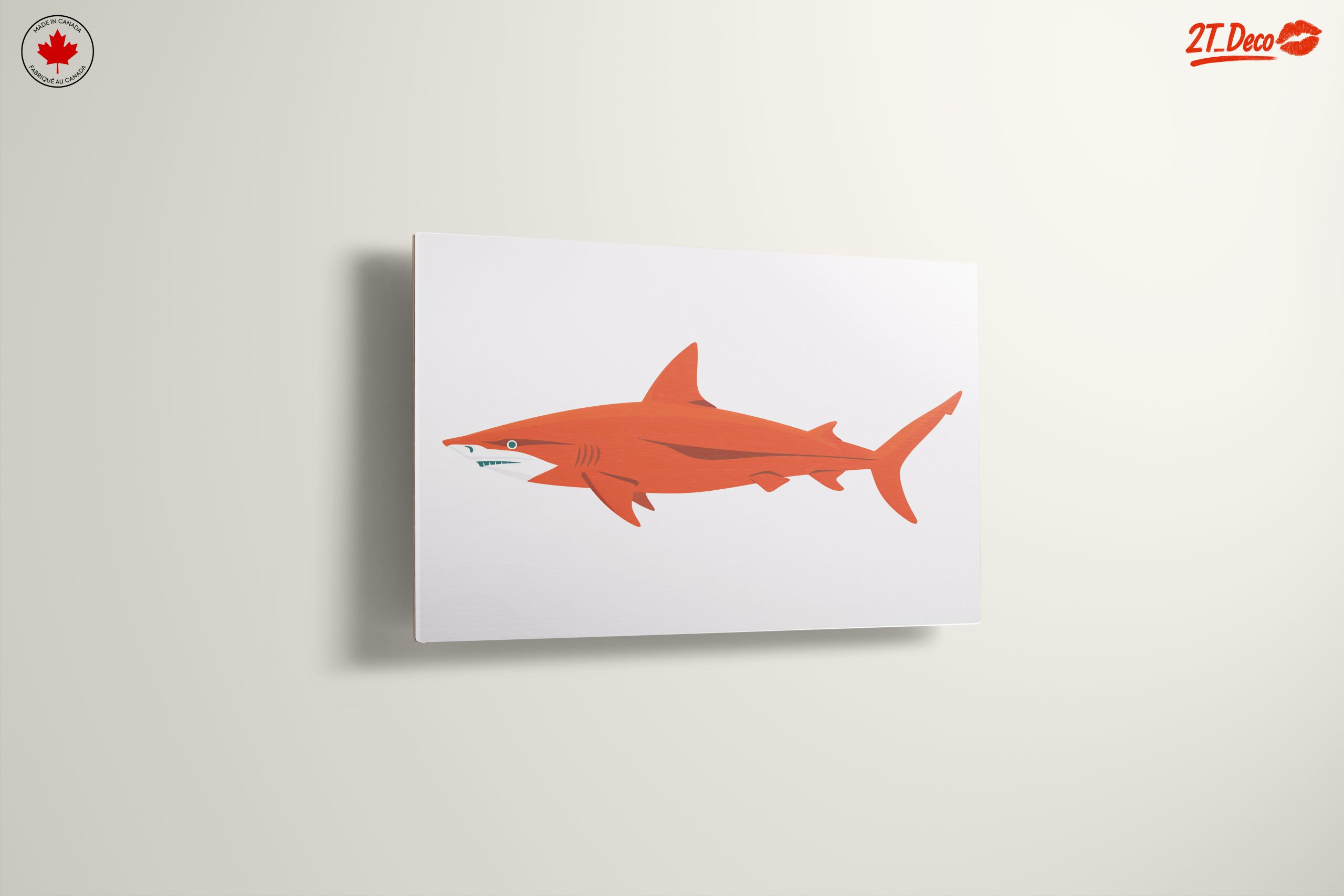 Stylized Orange Shark Marine Life Art - Image 13