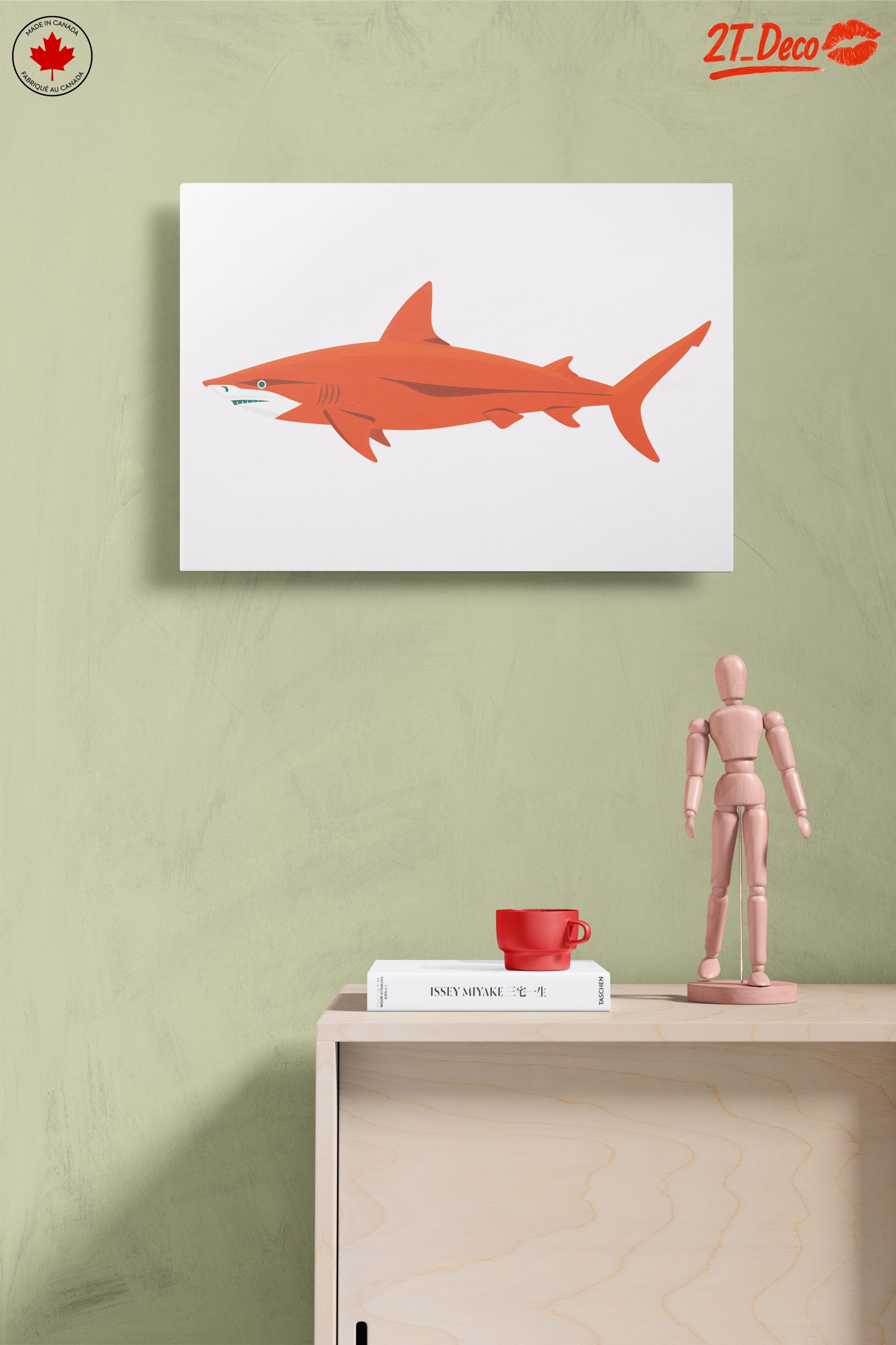 Stylized Orange Shark Marine Life Art - Image 14