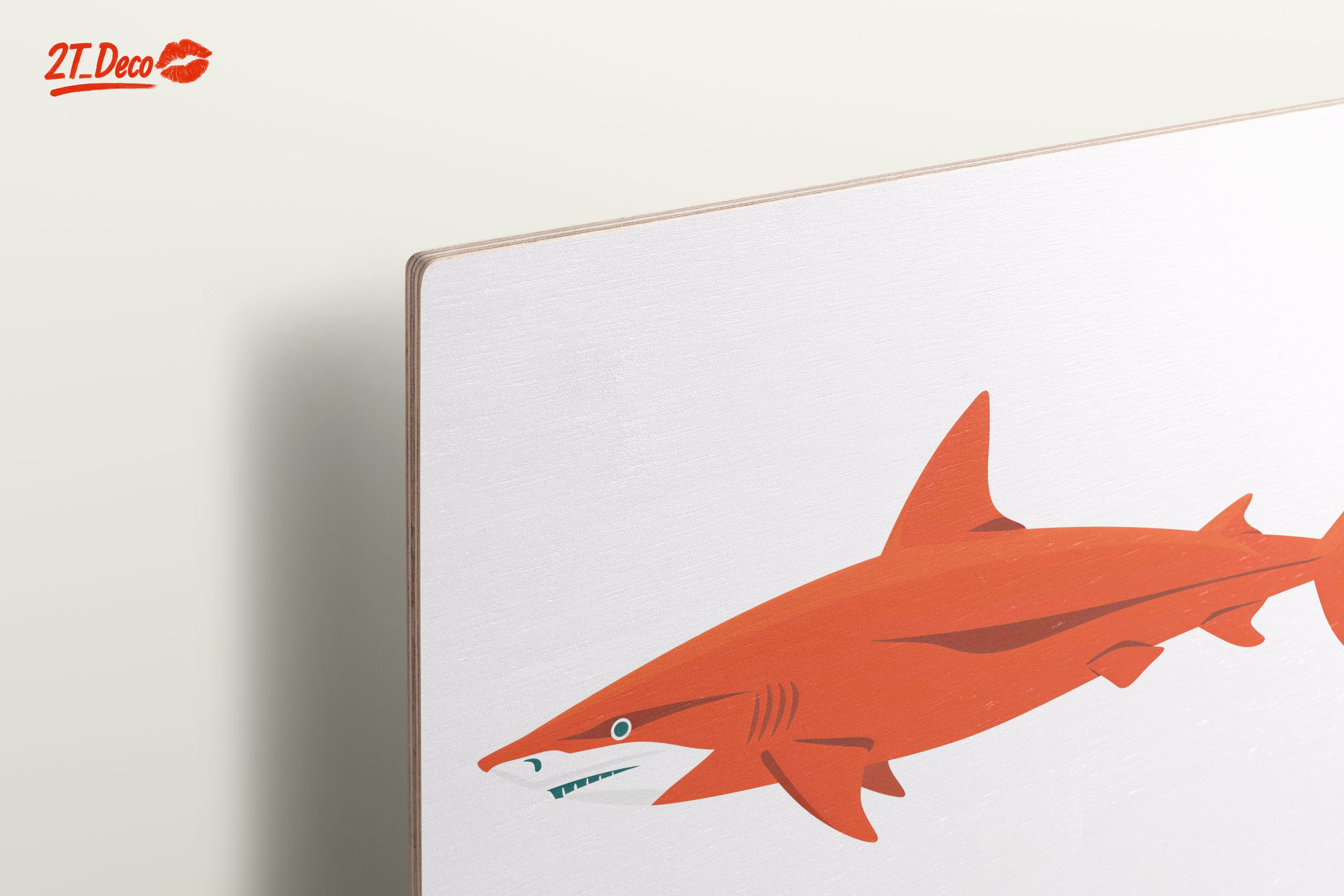Stylized Orange Shark Marine Life Art - Image 15