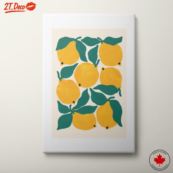 Playful Abstract Lemons with Green Leaves