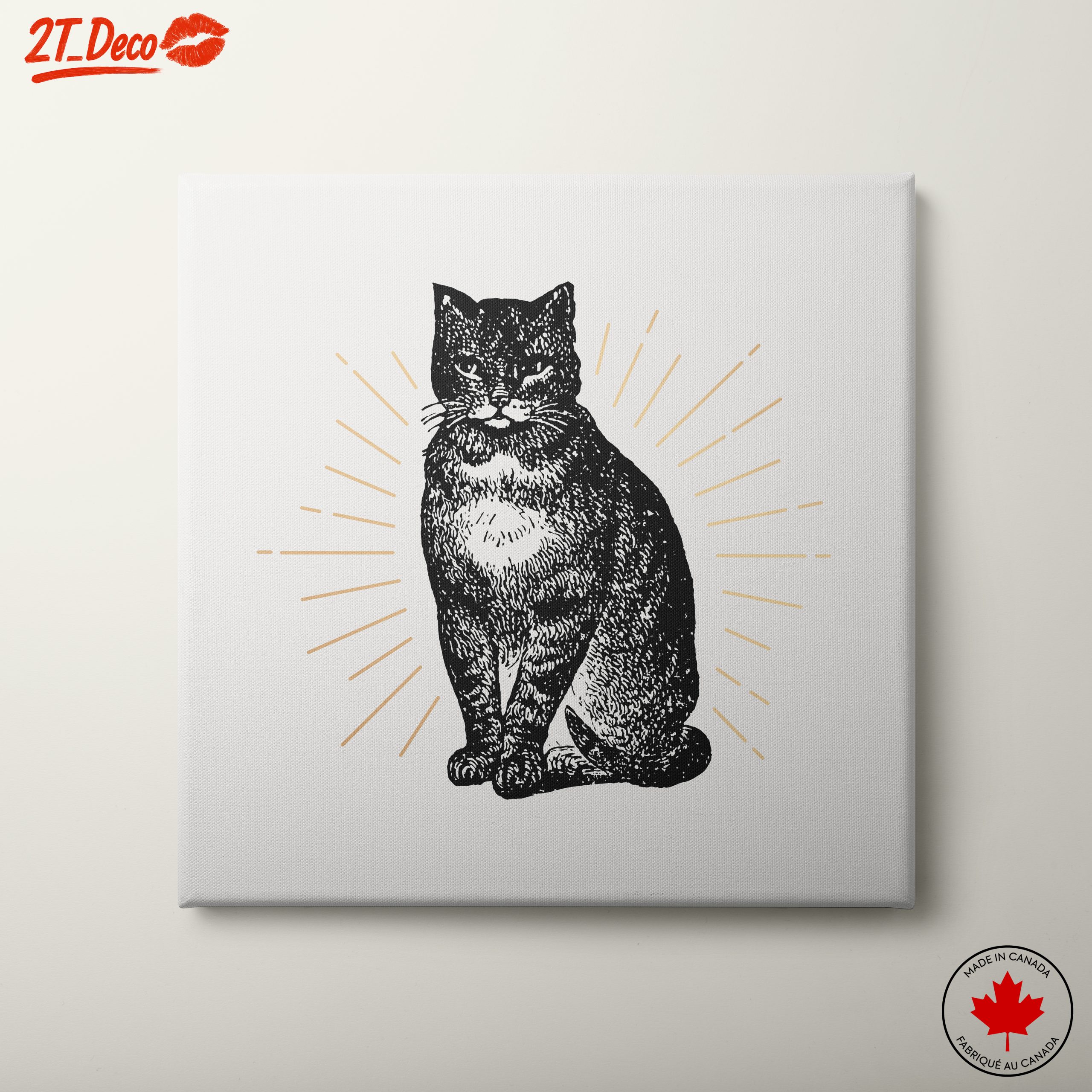 Stylized Cat Artwork with Radiant Accents