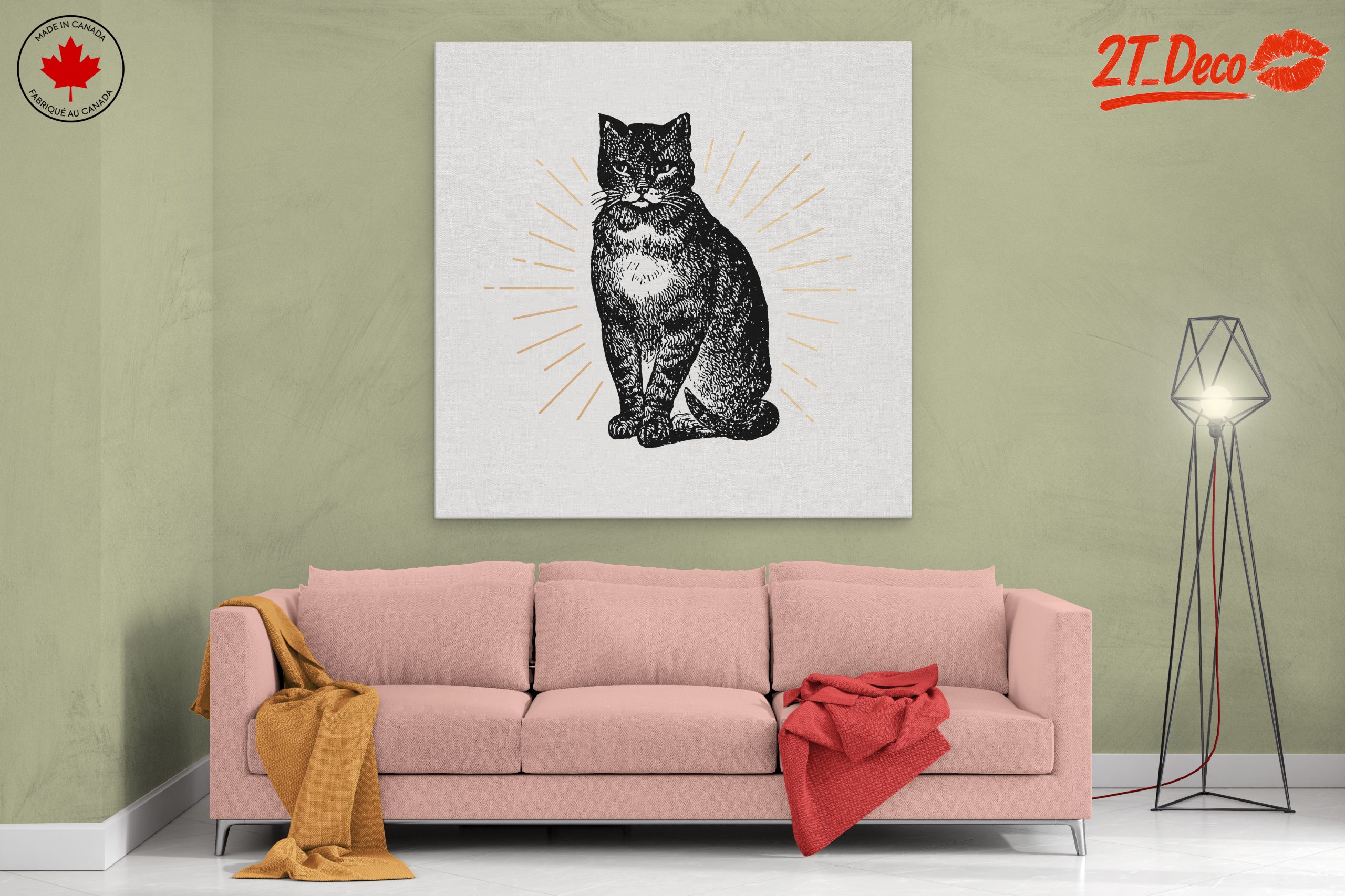 Stylized Cat Artwork with Radiant Accents - Image 2