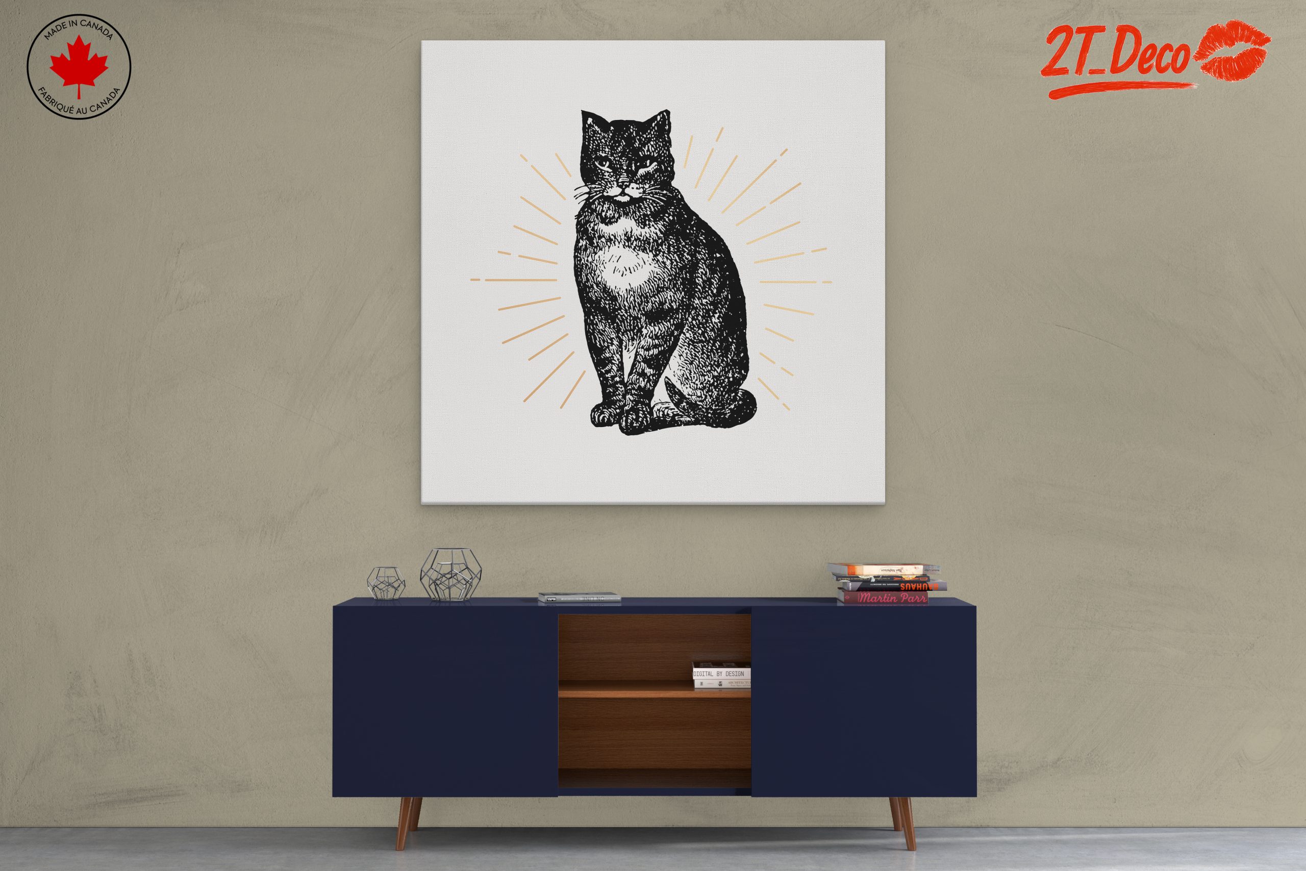 Stylized Cat Artwork with Radiant Accents - Image 3