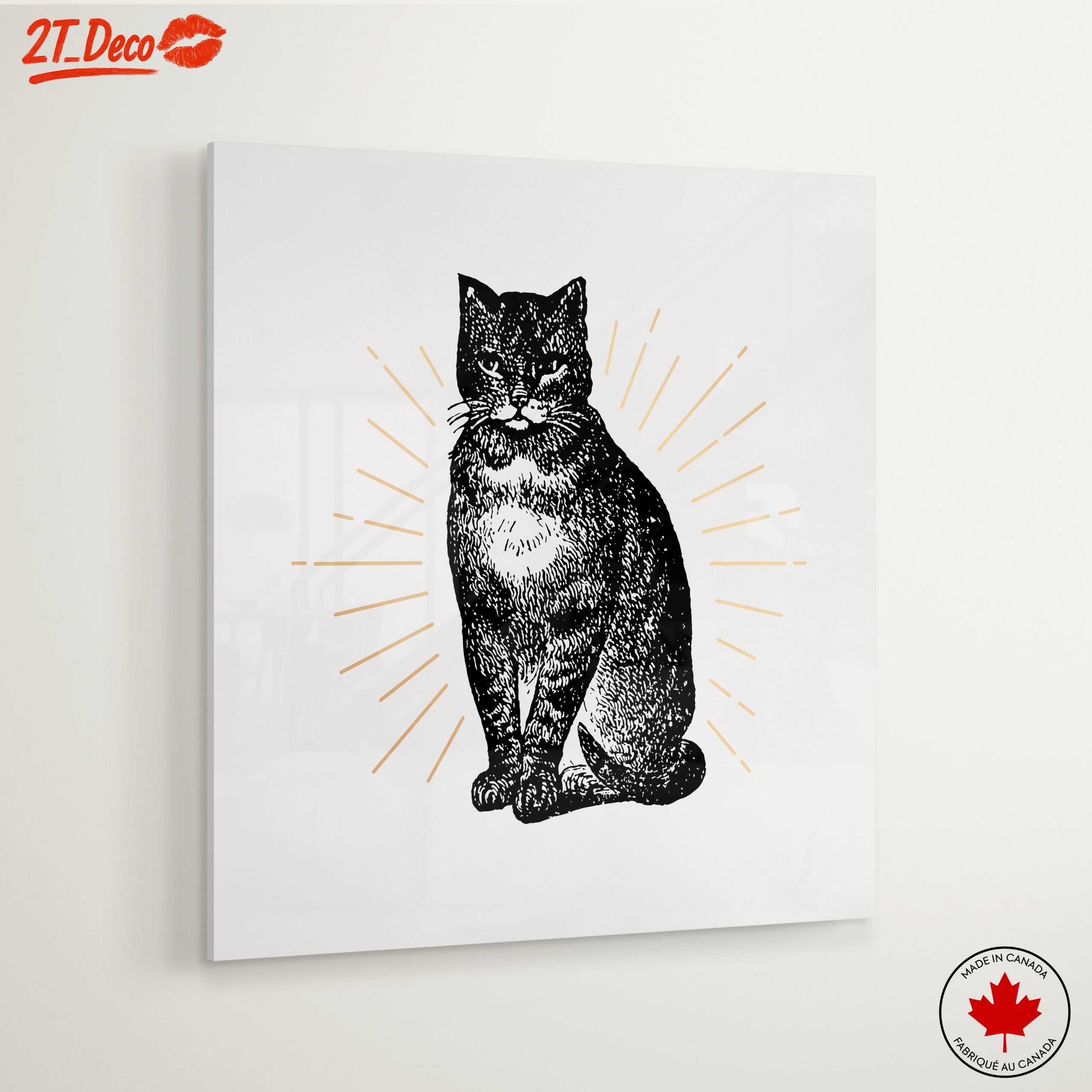 Stylized Cat Artwork with Radiant Accents - Image 6
