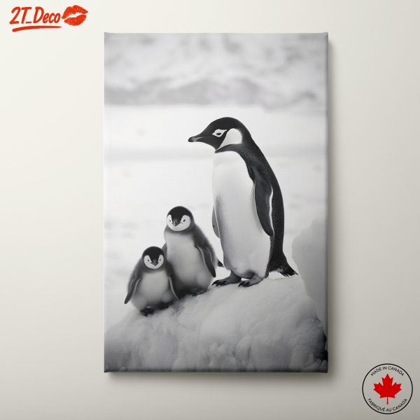 Black and White Artistic Penguin Family