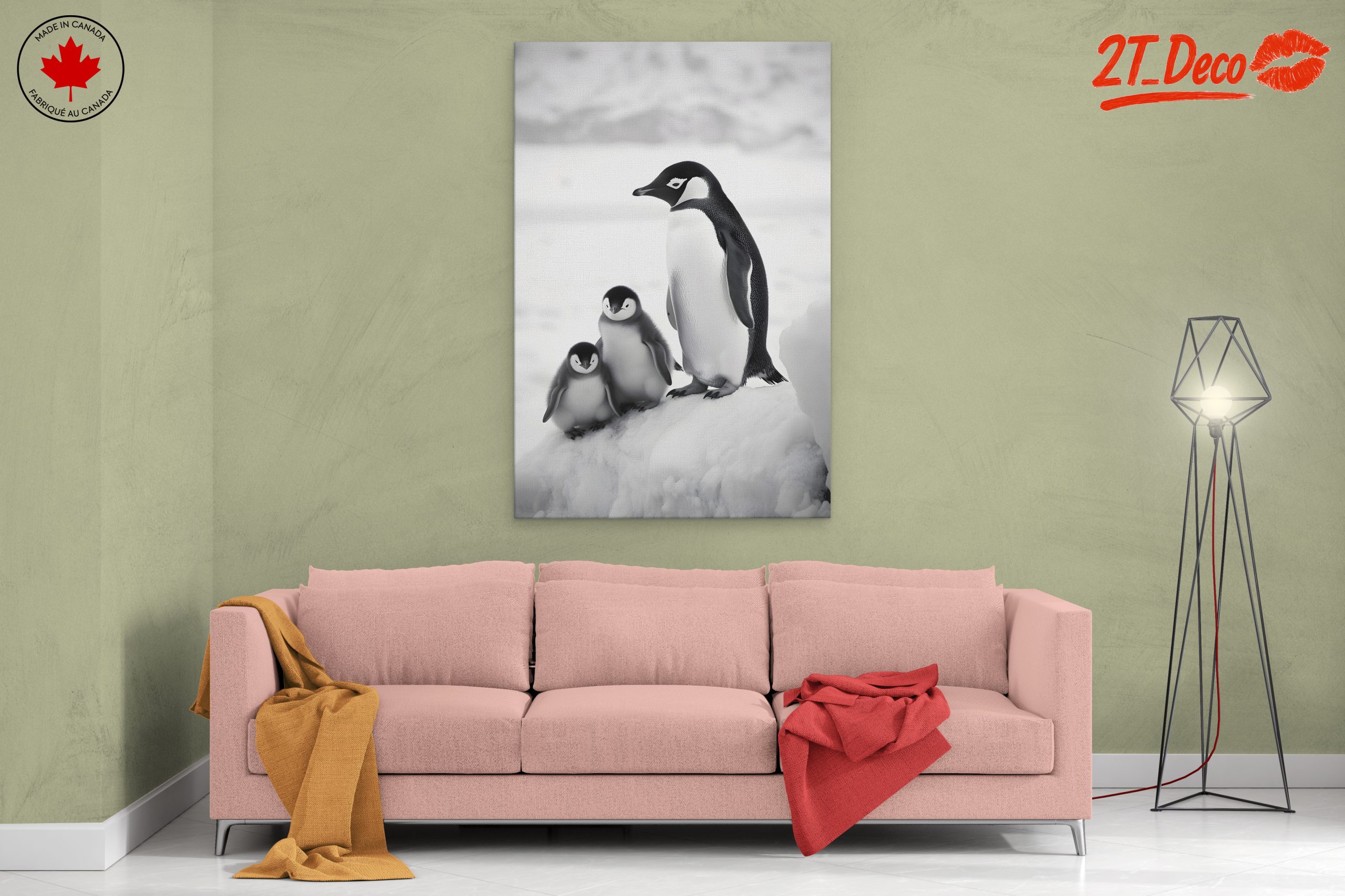 Black and White Artistic Penguin Family - Image 2