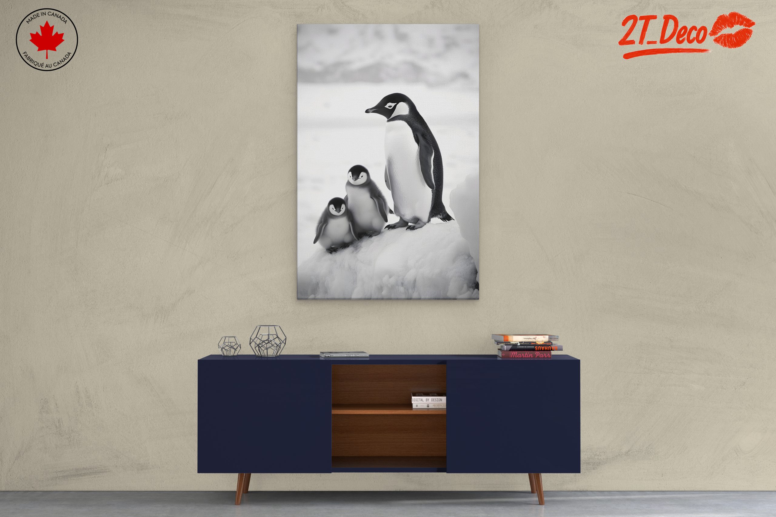 Black and White Artistic Penguin Family - Image 3