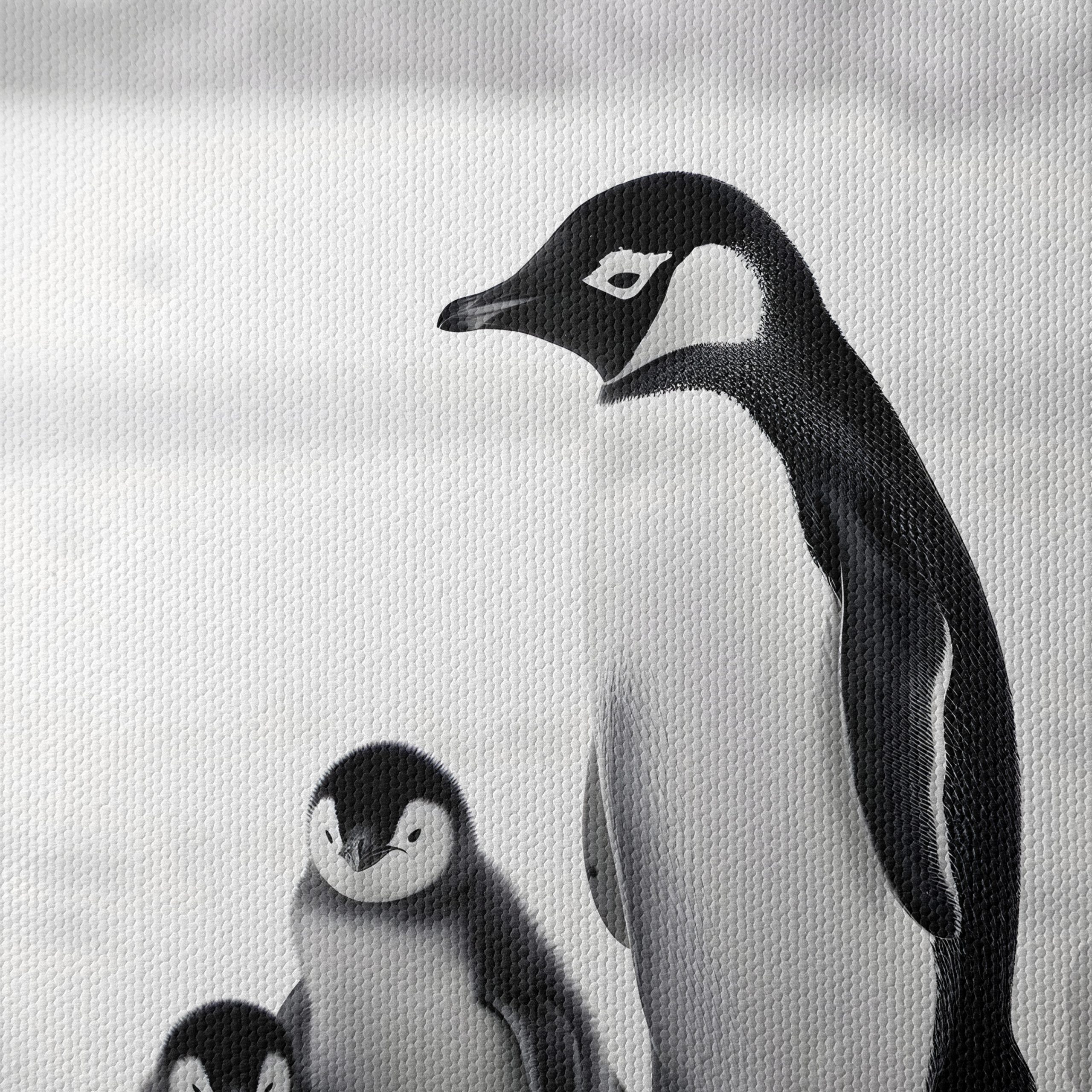 Black and White Artistic Penguin Family - Image 4