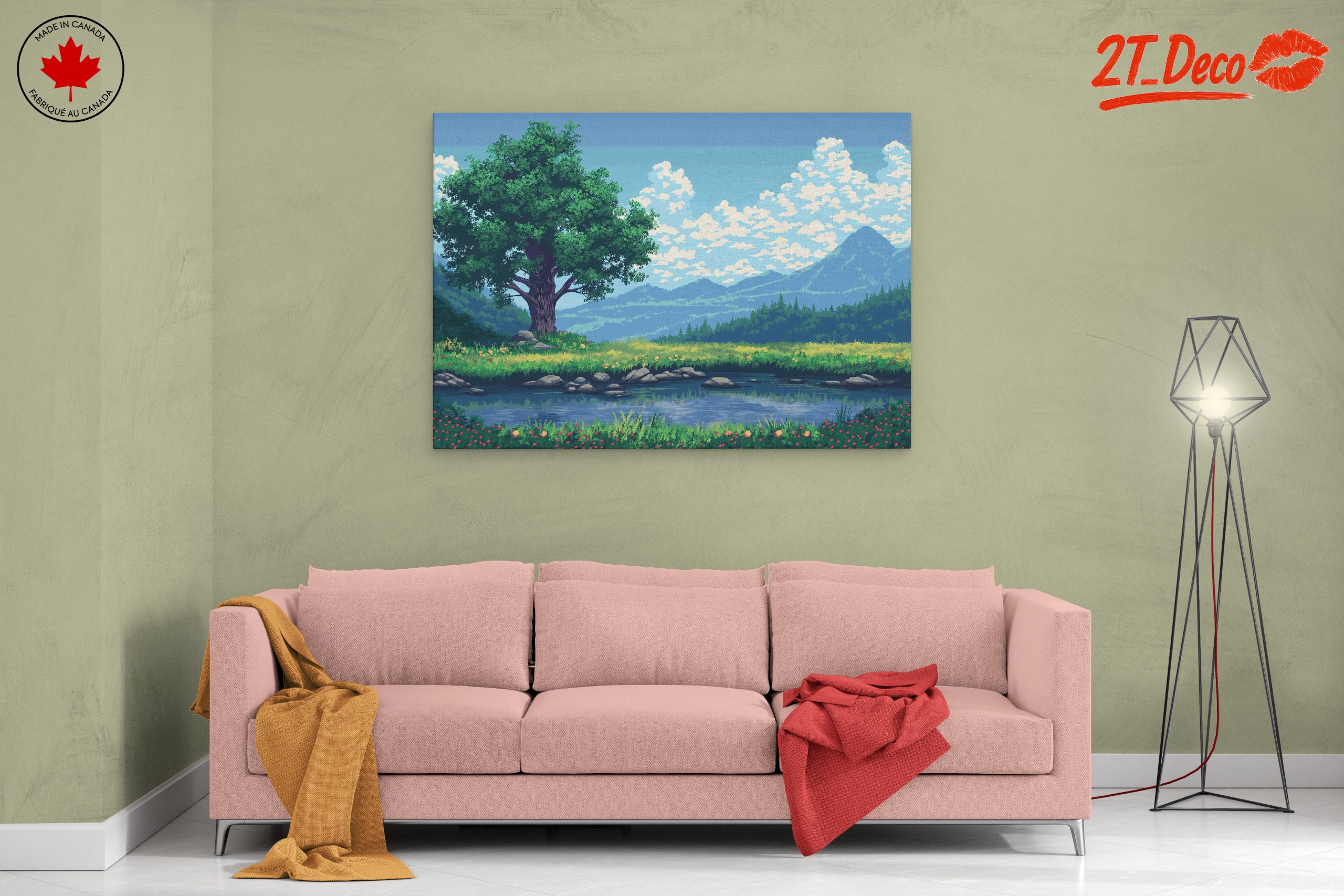 Serene Nature Landscape with Tree and River - Image 2