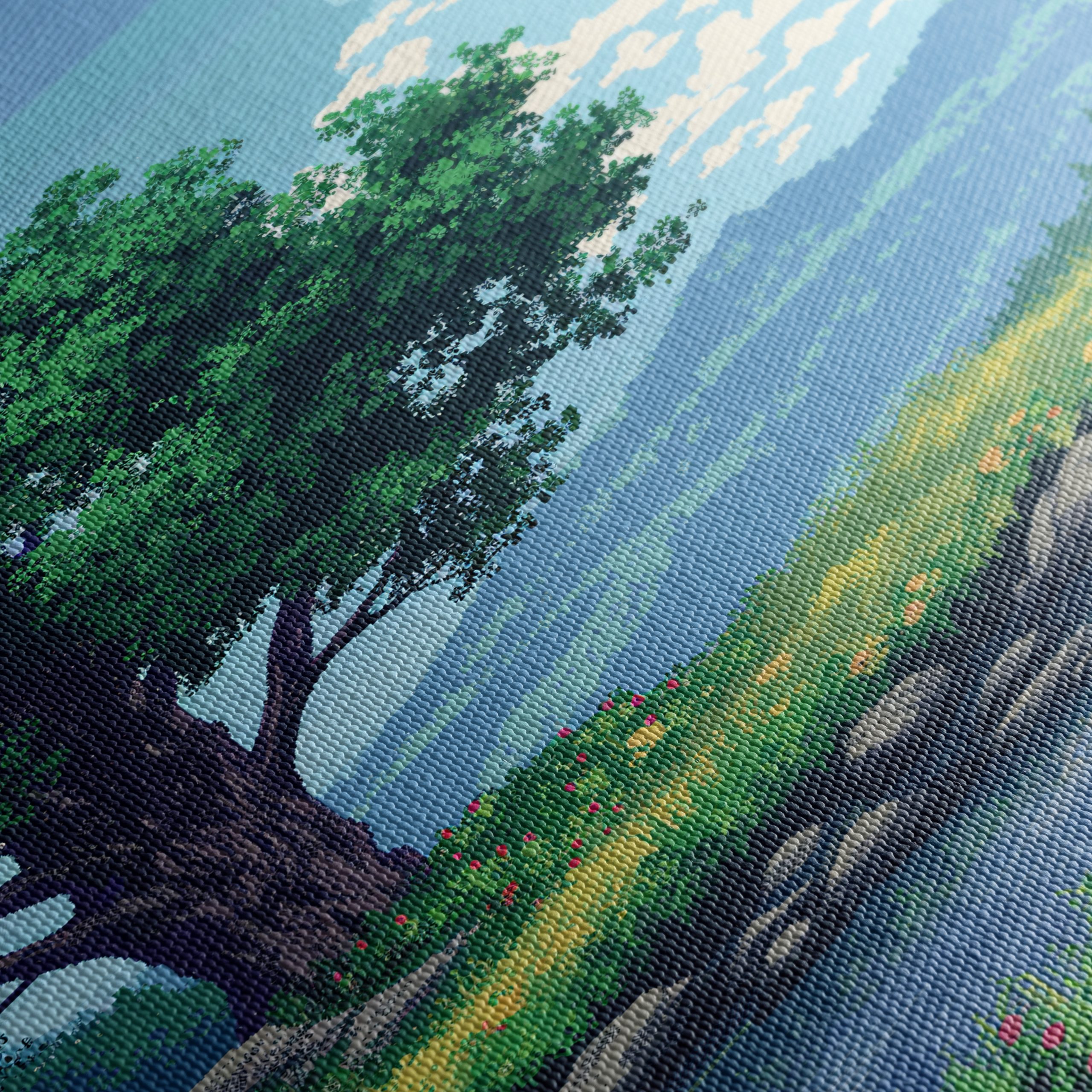 Serene Nature Landscape with Tree and River - Image 5