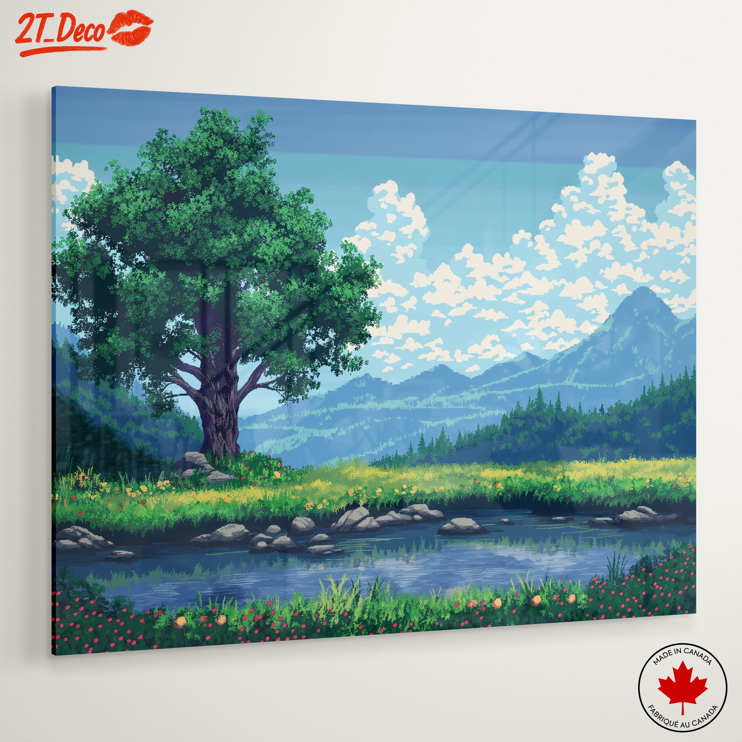 Serene Nature Landscape with Tree and River - Image 6