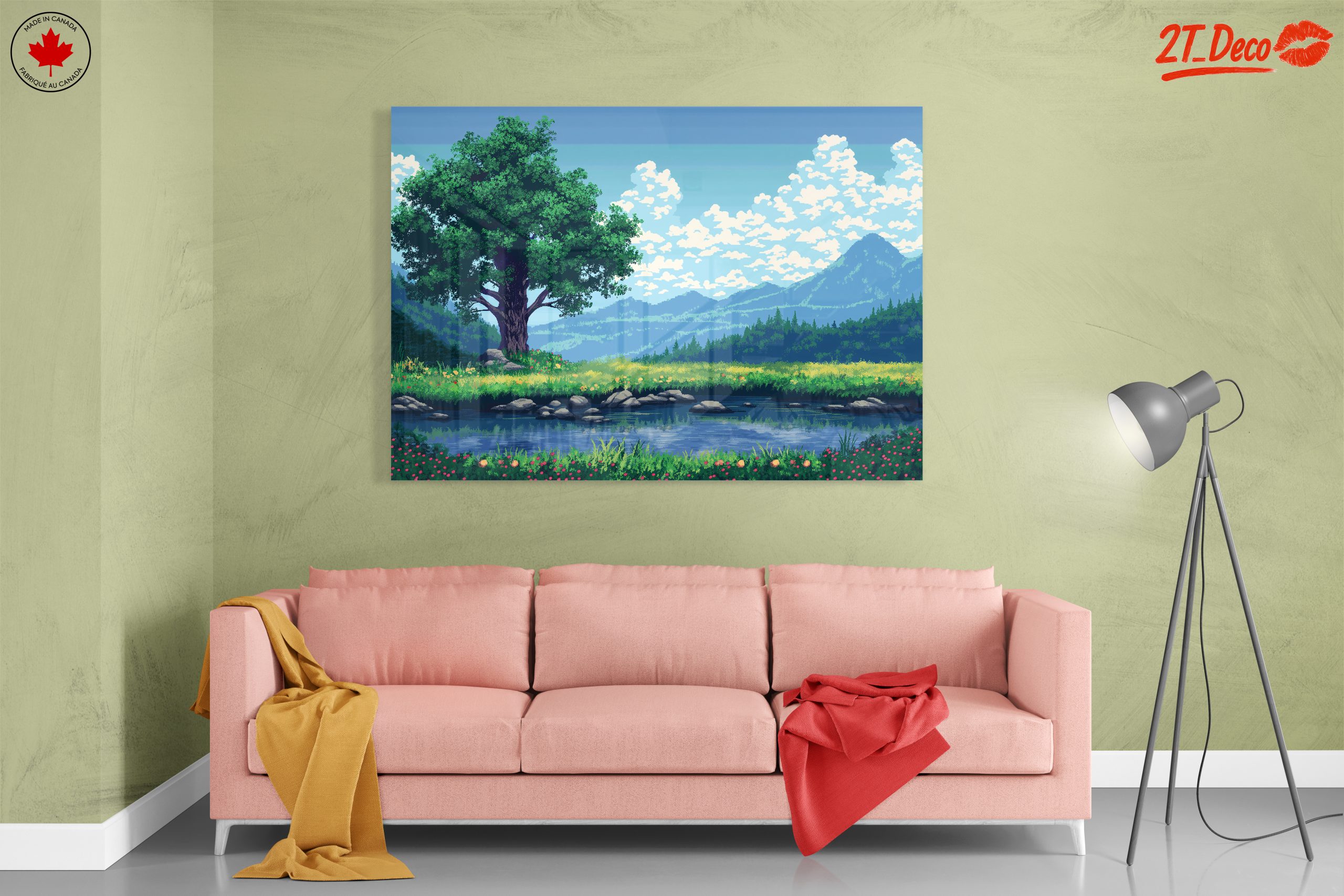 Serene Nature Landscape with Tree and River - Image 7