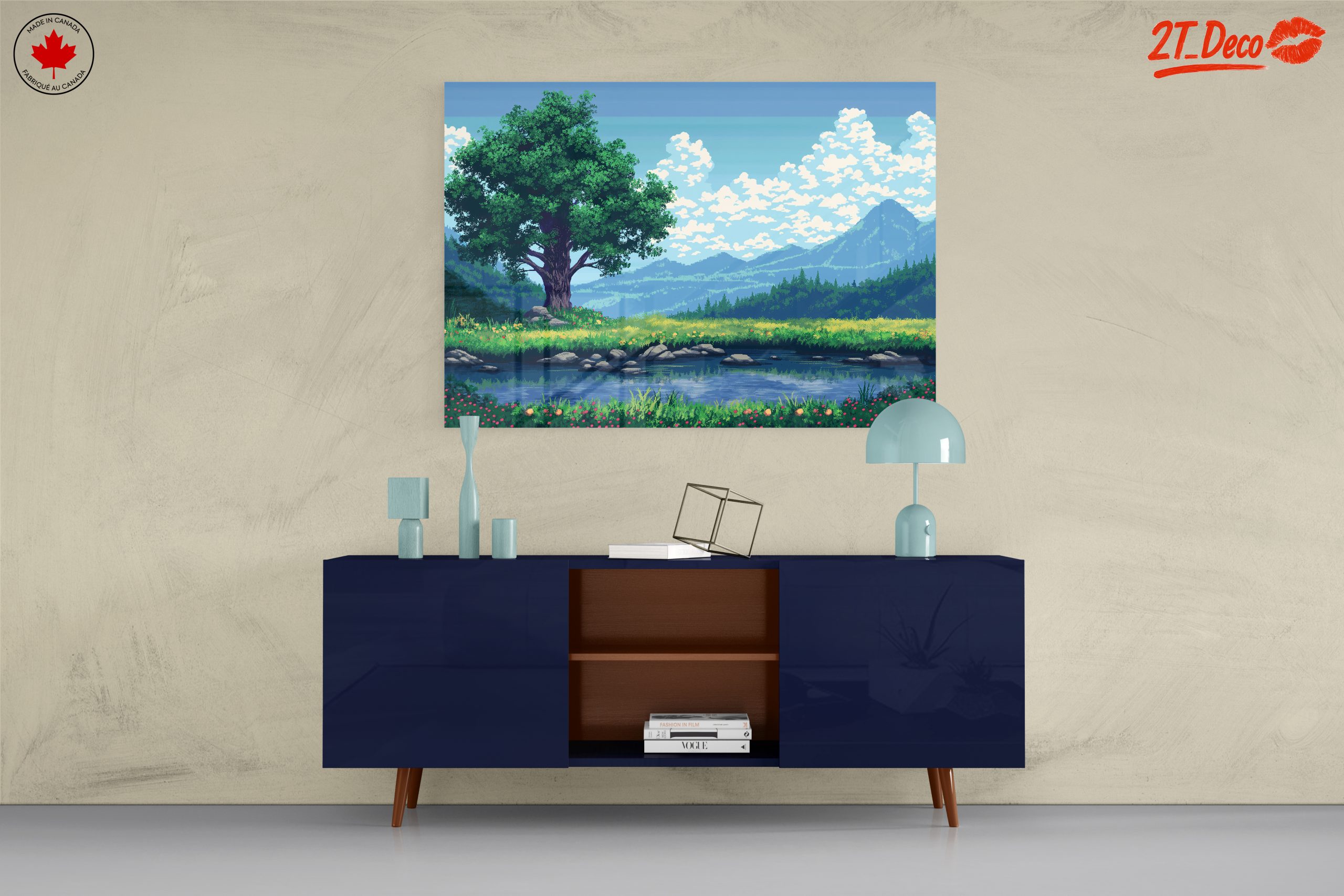 Serene Nature Landscape with Tree and River - Image 8