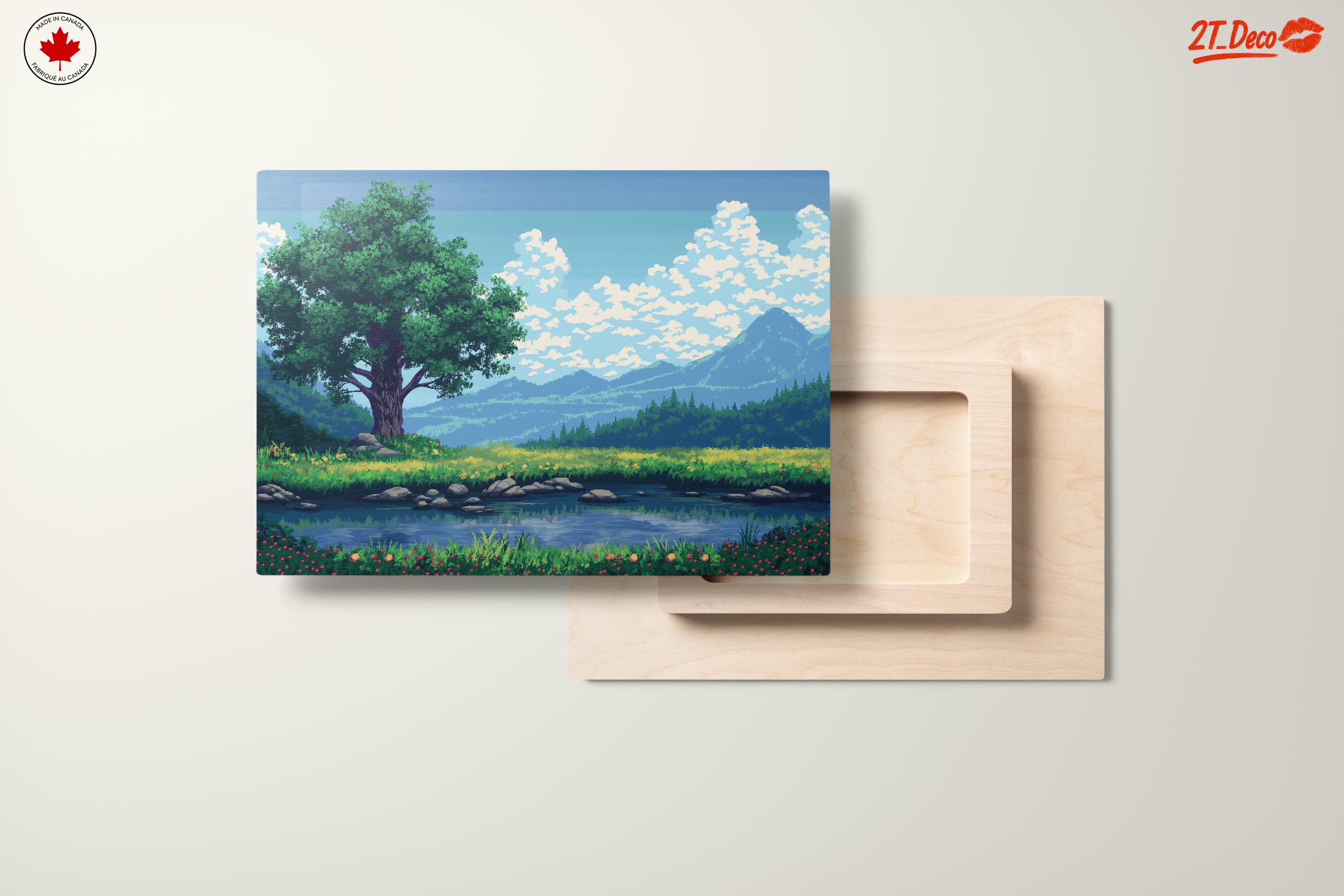 Serene Nature Landscape with Tree and River - Image 11