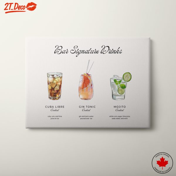 Charming Cocktail Illustration Art for Home Decor