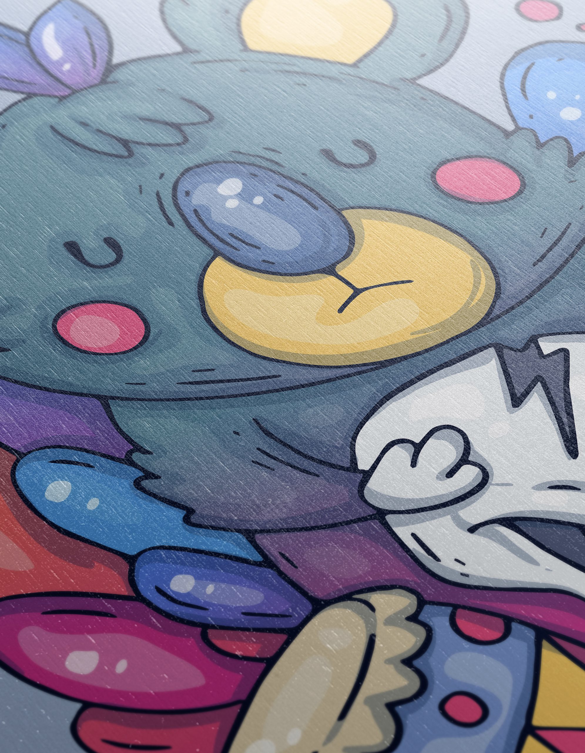 Playful Koala Artwork with Drum and Skull - Image 12