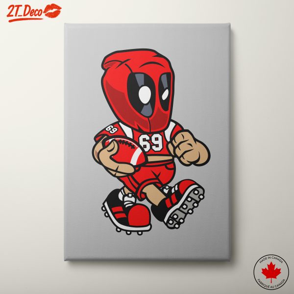 Playful Cartoon Character in Football Gear